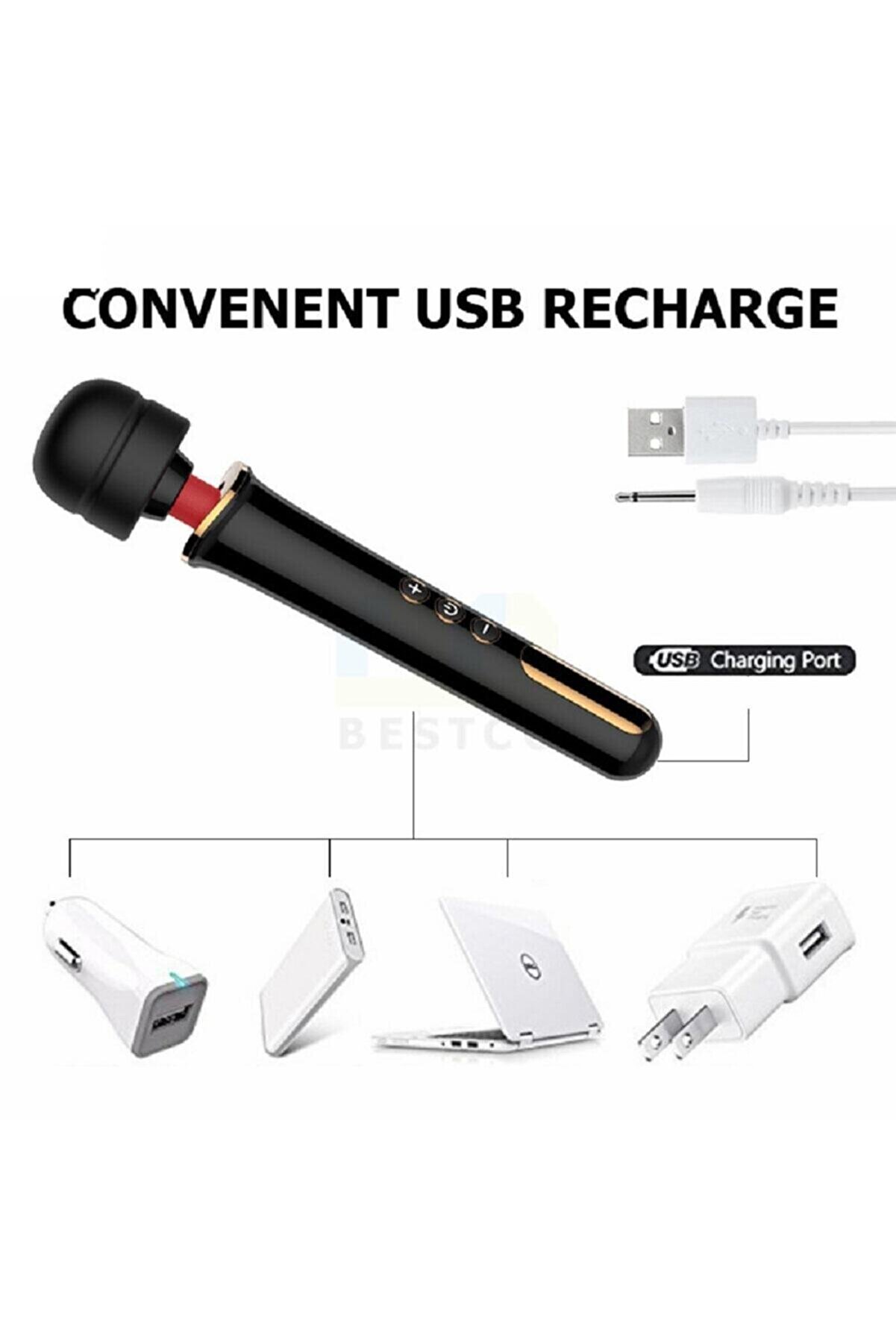 Erox New Professi̇onal 10 Modlu G&uuml;&ccedil;l&uuml; Masaj Aleti̇ Si̇yah