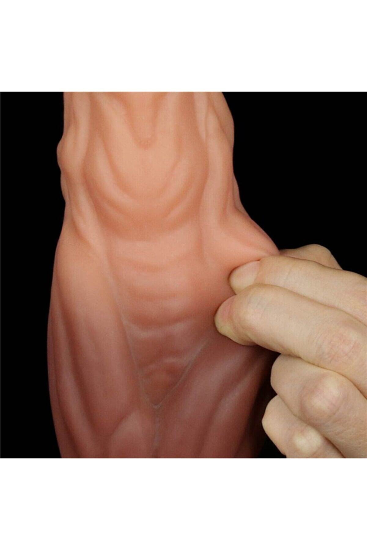 Meyrabest 24Cm &Ccedil;i̇ft Katmanlı Beli̇rgi̇n Detaylı Vantuzlu Sıvı Si̇li̇kon Di̇ldo 24Cm