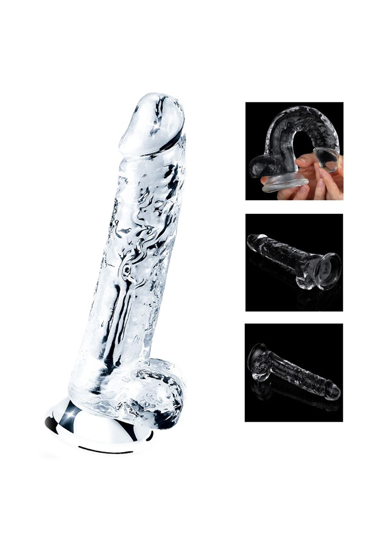 Meyrabest Ger&ccedil;ek Damar G&ouml;r&uuml;n&uuml;ml&uuml; 19 Cm Anal Ve Vaji̇nal Kullanıma Uygun Şeffaf Jel Di̇ldo