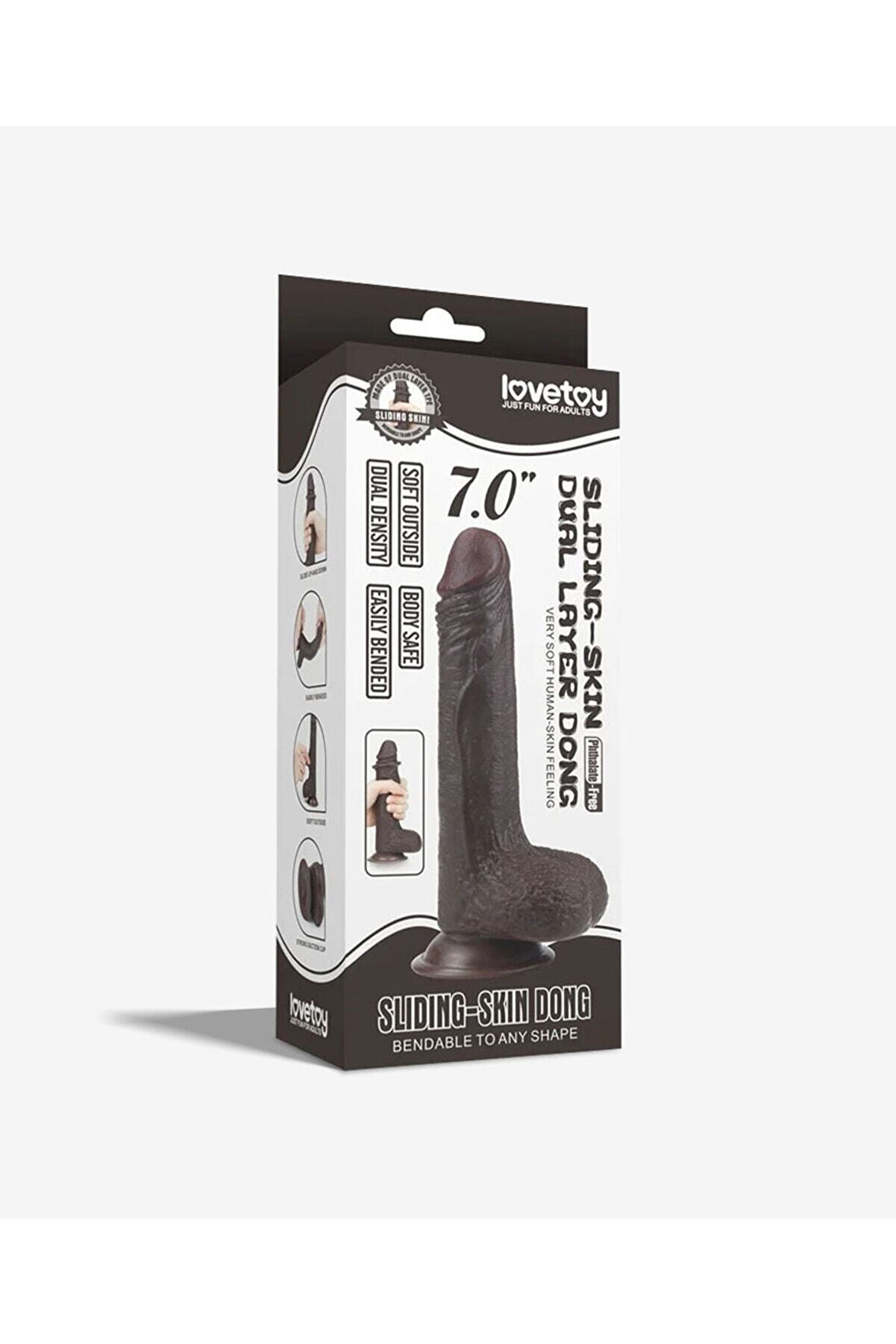 Meyrabest Kaygan &Ccedil;i̇ft Katmanlı Si̇yah Reali̇sti̇k Di̇ldo - 18 Cm