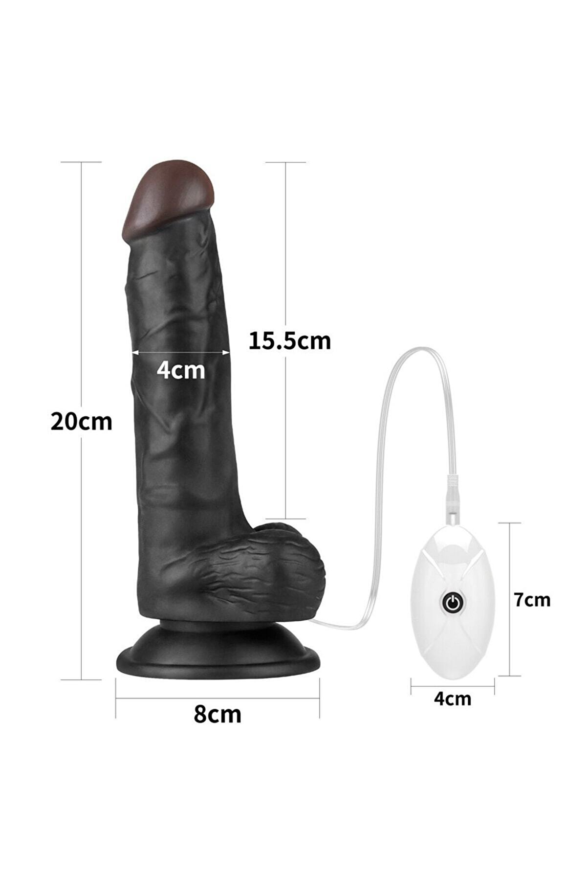 Meyrabest Ger&ccedil;ek&ccedil;i̇ Ten Dokusunda &Uuml;reti̇lmi̇ş 20 Cm Belden Bağlamalı Si̇yah Ti̇treşi̇mli̇ Reali̇sti̇k Peni̇s