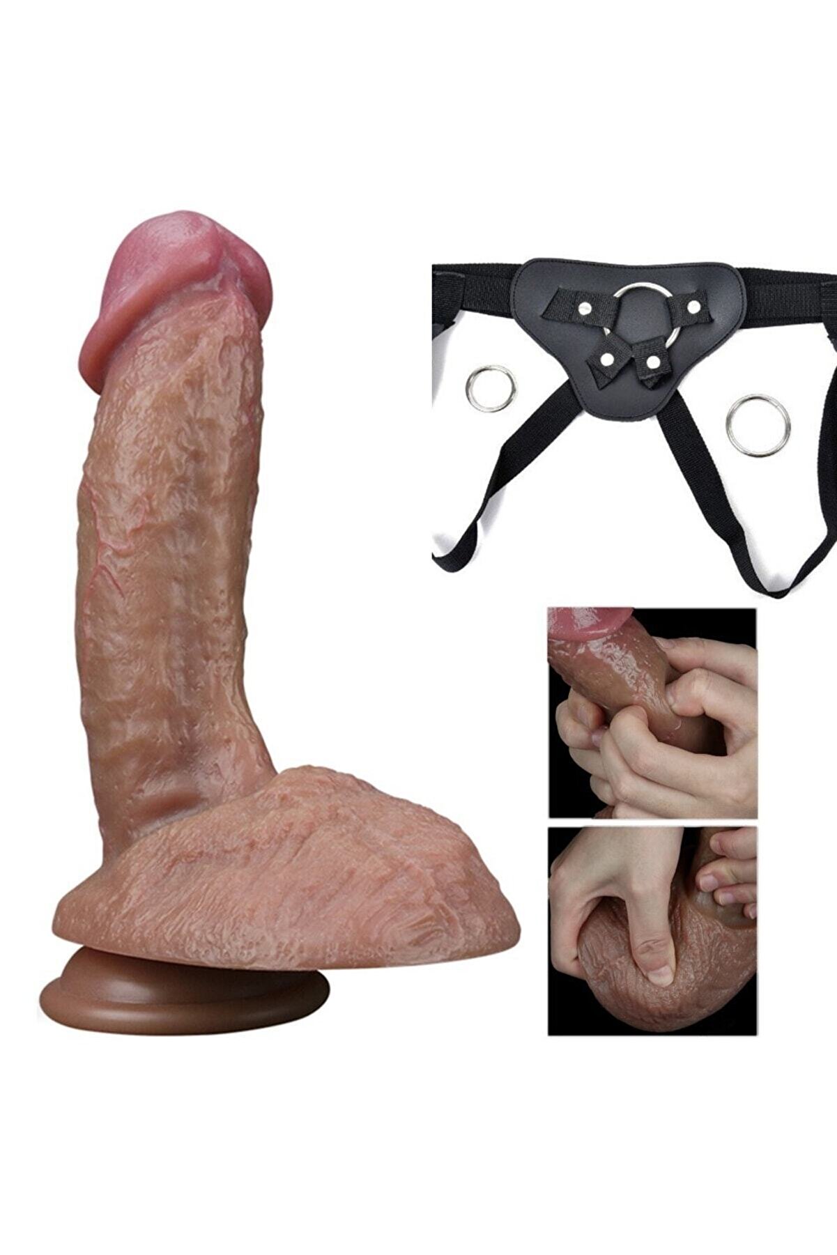 Meyrabest G&uuml;&ccedil;l&uuml; Vantuz Sayesi̇nde Sabi̇tlenebi̇li̇r 20 Cm Damarlı Belden Bağlamalı Peni̇s