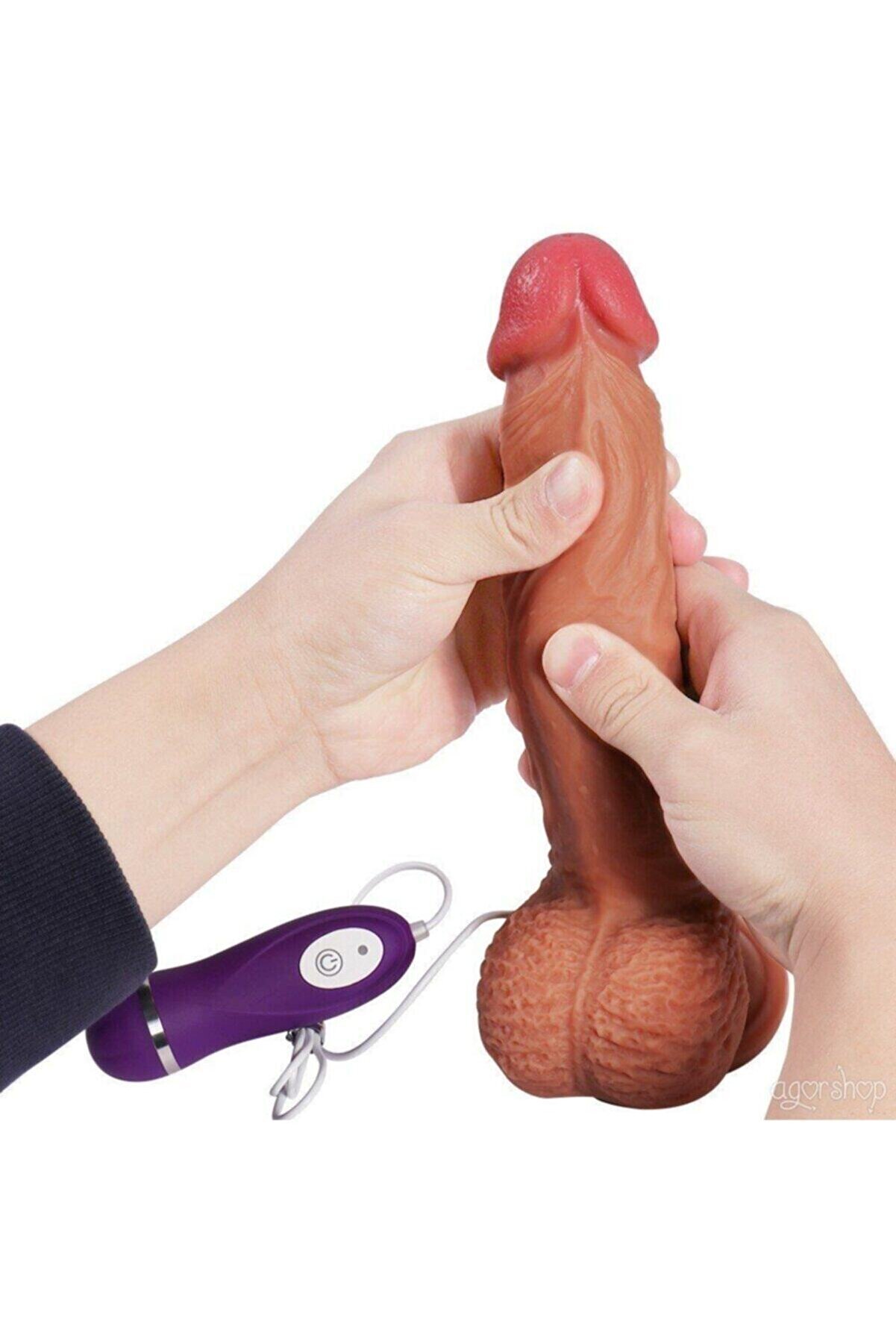 Meyrabest Di̇ldo Seri̇es Li̇ttle Dean 18 Cm &Ccedil;i̇ft Katmanlı Ti̇treşi̇mli̇ Reali̇sti̇k Peni̇s