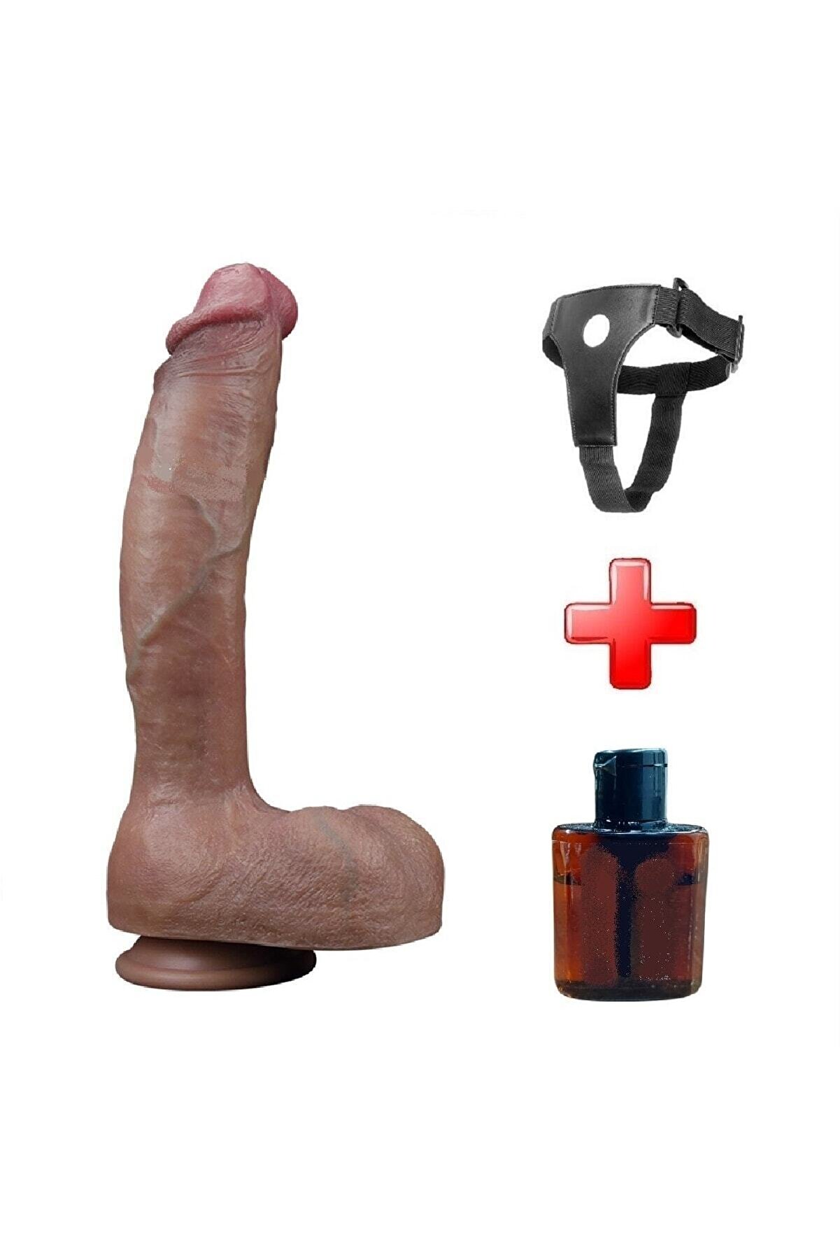 Meyrabest 27 Cm Belden Bağlamalı Yeni̇ Nesi̇l &Ccedil;i̇ft Katmanlı Kalın Di̇ldo