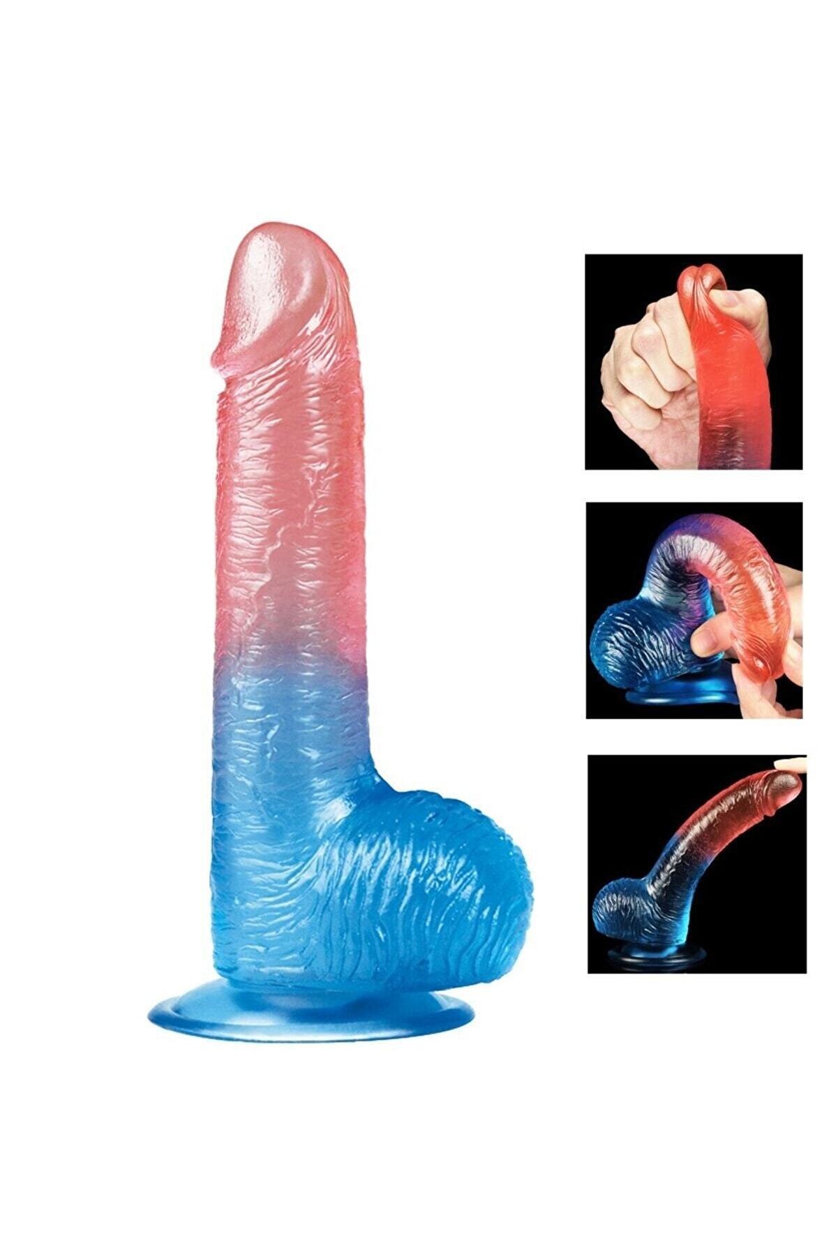 Meyrabest &Ouml;zel Tasarlanmış &Ccedil;i̇ft Renkli̇ G&uuml;&ccedil;l&uuml; Vantuz Tabanı Sayesi̇nde Sabi̇tlenebi̇li̇r 19 Cm Jel Peni̇s