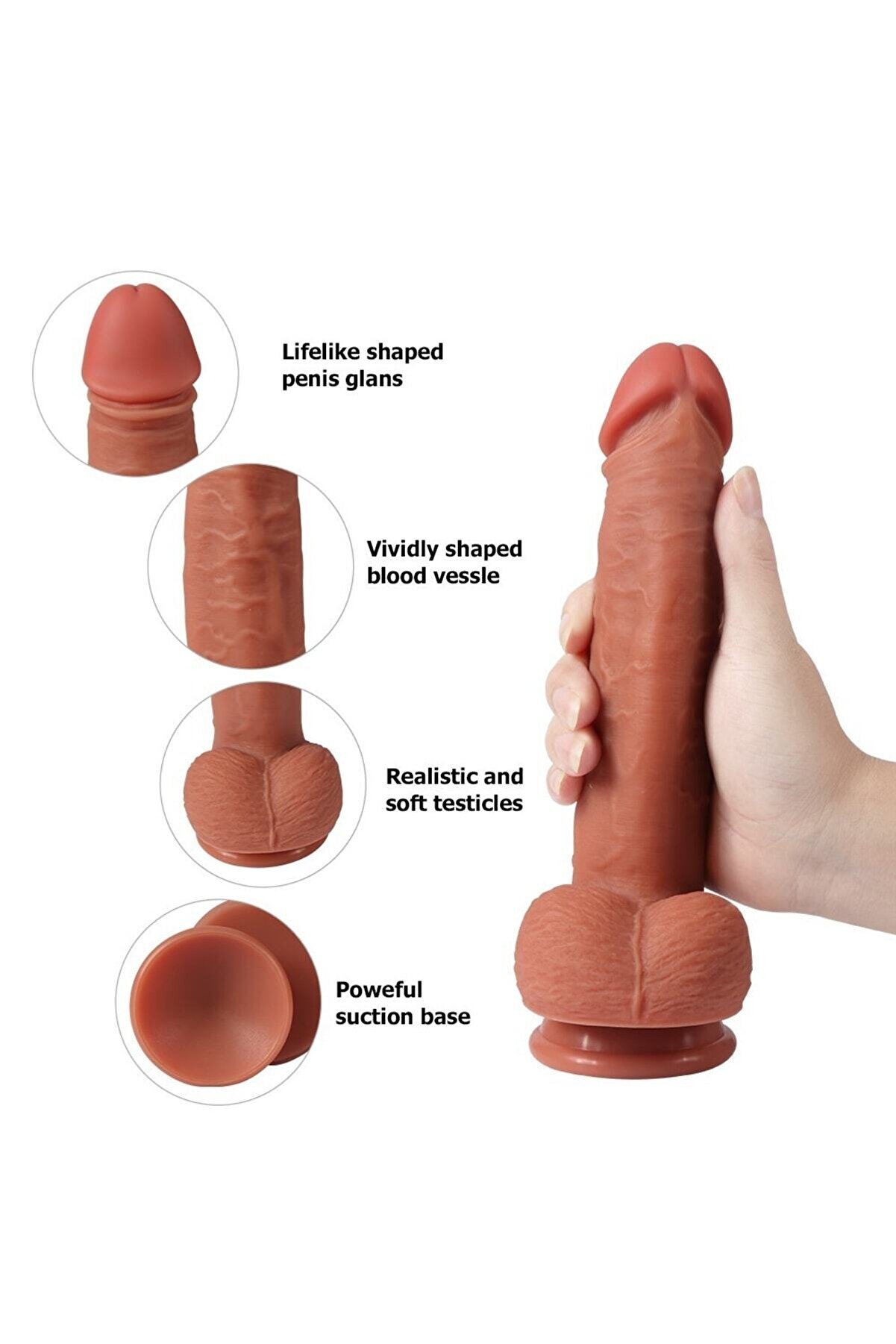 Meyrabest Di̇ldo Seri̇es Leo 23 Cm &Ccedil;i̇ft Katmanlı Ekstra Yumuşak Ger&ccedil;ekci̇ Et Dokulu Reali̇sti̇k Peni̇s