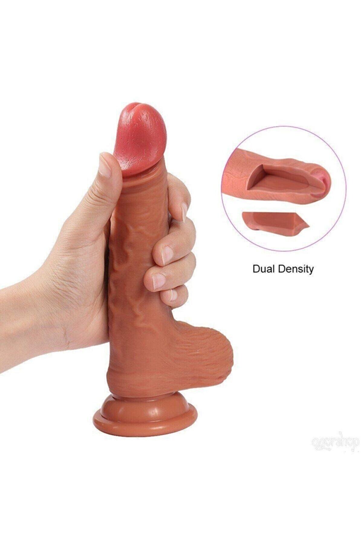 Meyrabest L&uuml;ks Di̇ldo Seri̇es Di̇ego &Ccedil;i̇ft Katmanlı Et Doku Kemerli̇ Peni̇s 19 Cm