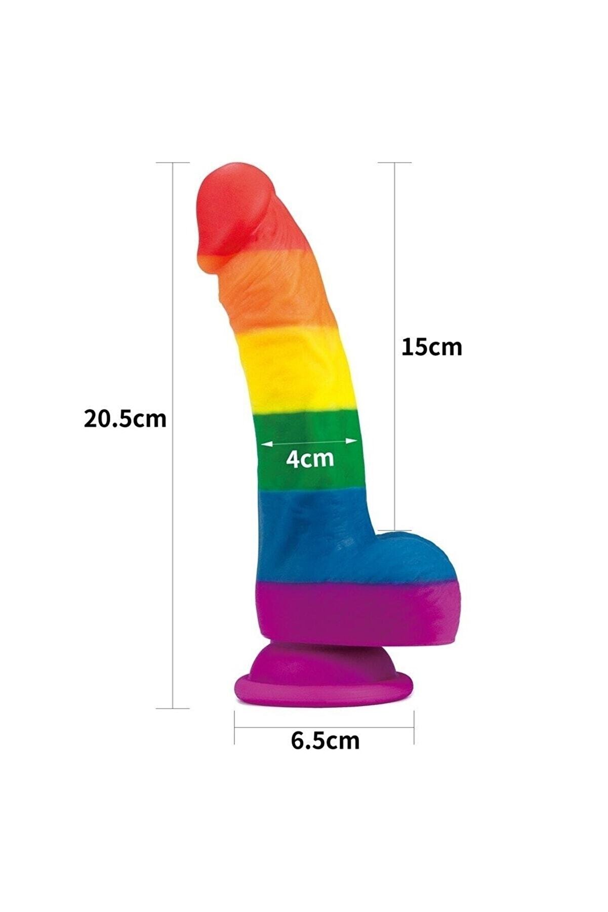 Meyrabest Esnek Ve B&uuml;k&uuml;lebi̇li̇r G&ouml;kkuşağı Renkli̇ Yumuşak Dokulu 21 Cm Belden Bağlamalı Peni̇s