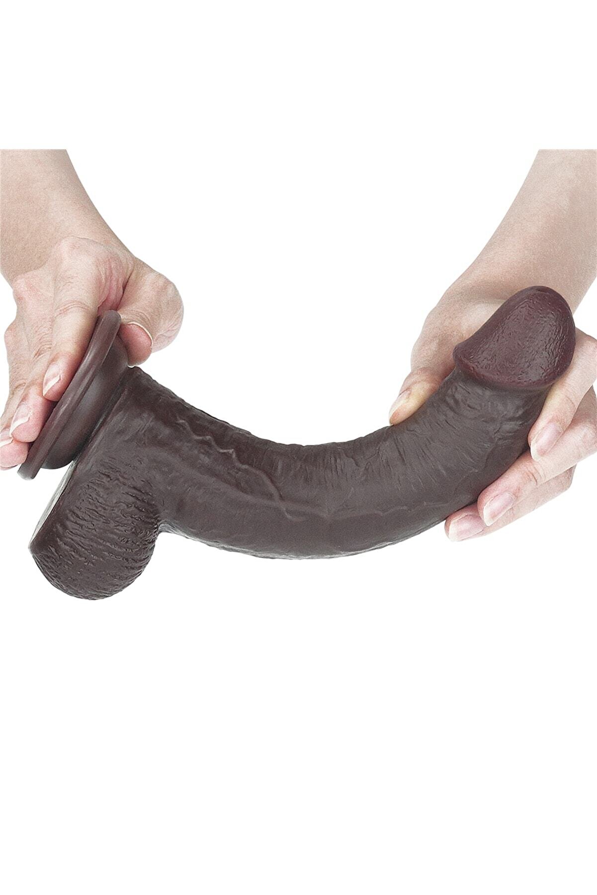 Meyrabest Sli̇di̇ng Ski̇n Vantuzlu Reali̇sti̇k &Ccedil;i̇ft Katmanlı Di̇ldo - Kahverengi̇- 23 Cm