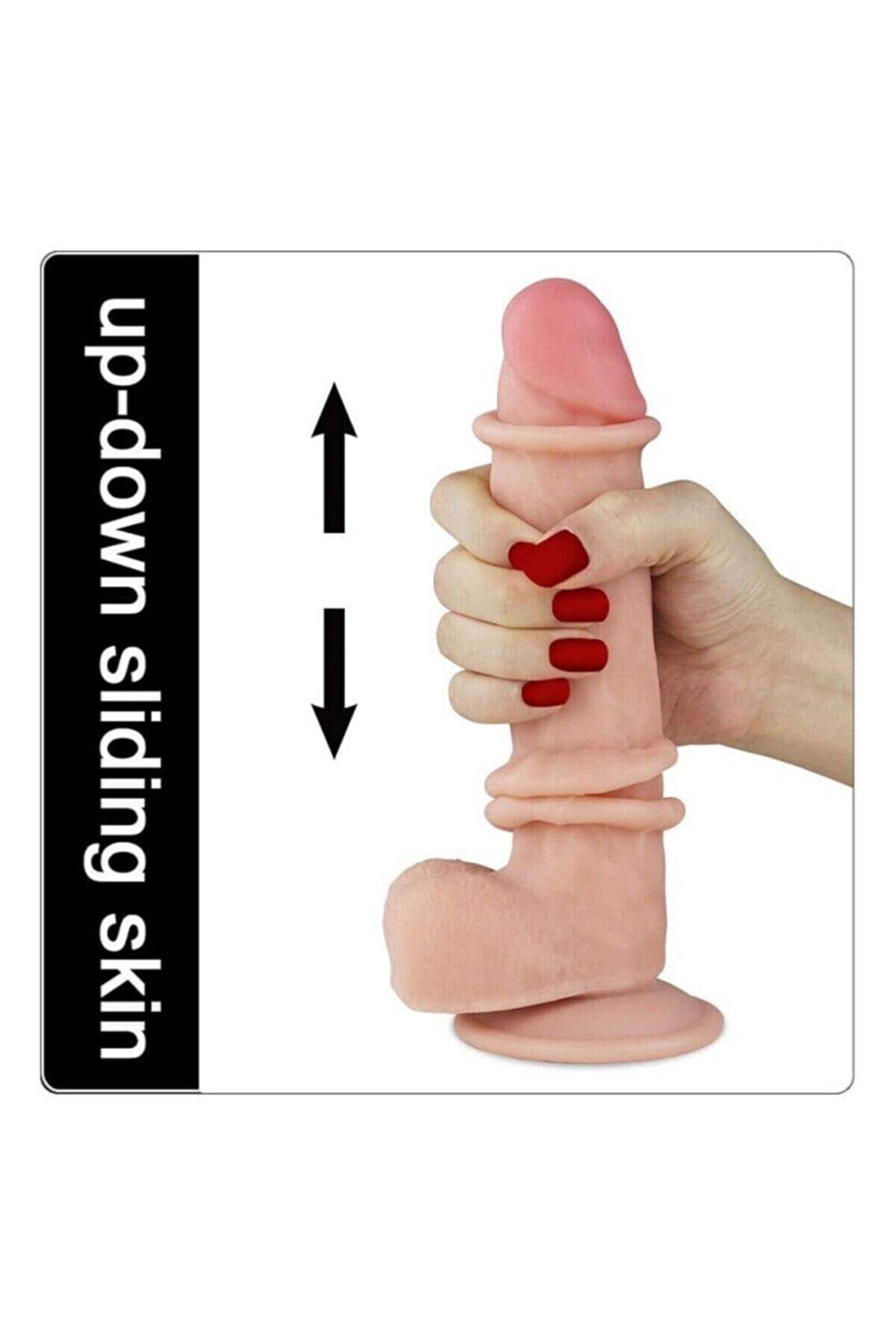 Meyrabest Sli̇di̇ng Ski̇n Vantuzlu Reali̇sti̇k &Ccedil;i̇ft Katmanlı Di̇ldo - Ten Rengi̇