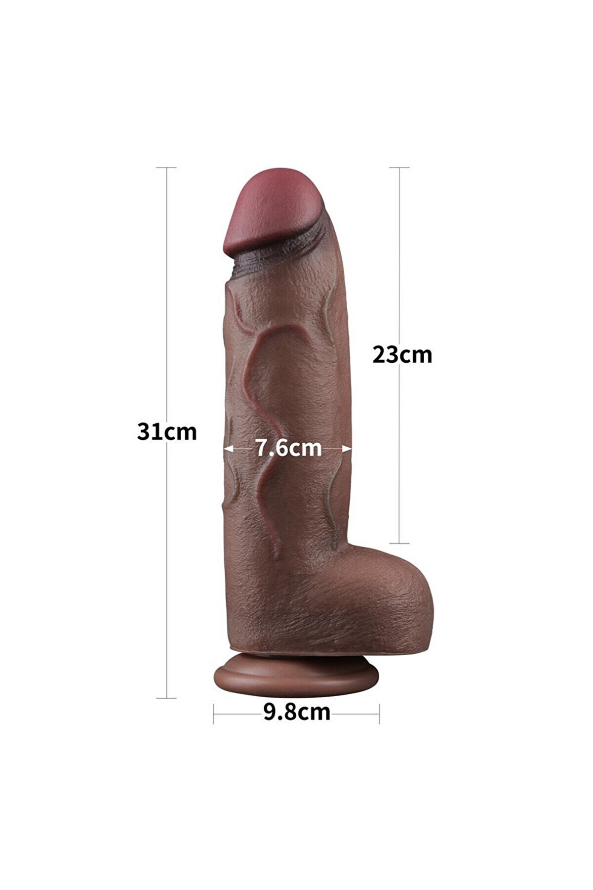 Meyrabest Ger&ccedil;ekci̇ Tasarım Dual Layer Plati̇nyum Si̇li̇kon 30 Cm Xxl Ultra Ger&ccedil;ekci̇ Kalın Reali̇sti̇k Peni̇s