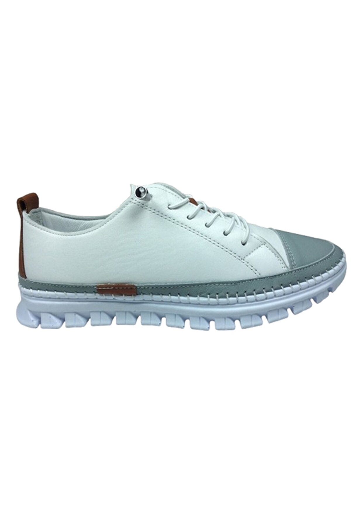 2010 Womenly Style Beyaz Gri̇ Kadın Günlük Ayakkabı % 100 Haki̇ki̇ Deri̇