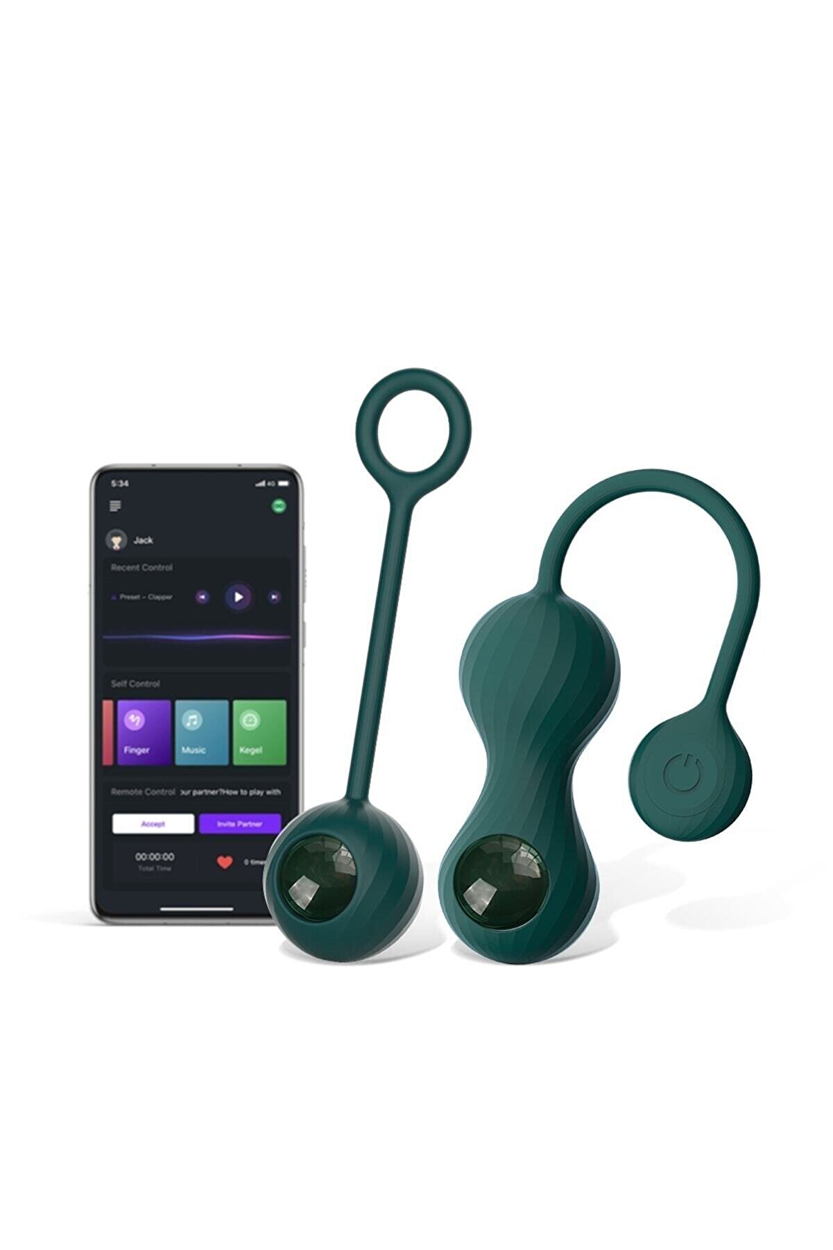 Erox Telefon Kontroll&uuml; Crystal Duo Smart Kegel Vi̇brat&ouml;r Wi̇th Wei̇ght Set