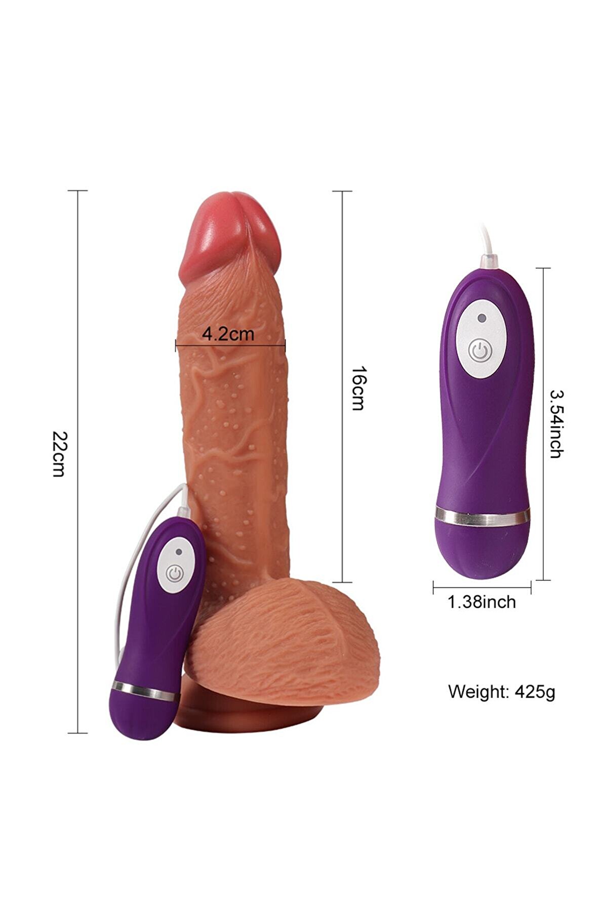 Erox 22 Cm Dual Layer &Ccedil;i̇ft Katmanlı Ti̇treşi̇mli̇ Reali̇sti̇k Peni̇s Di̇ldo Vi̇brat&ouml;r