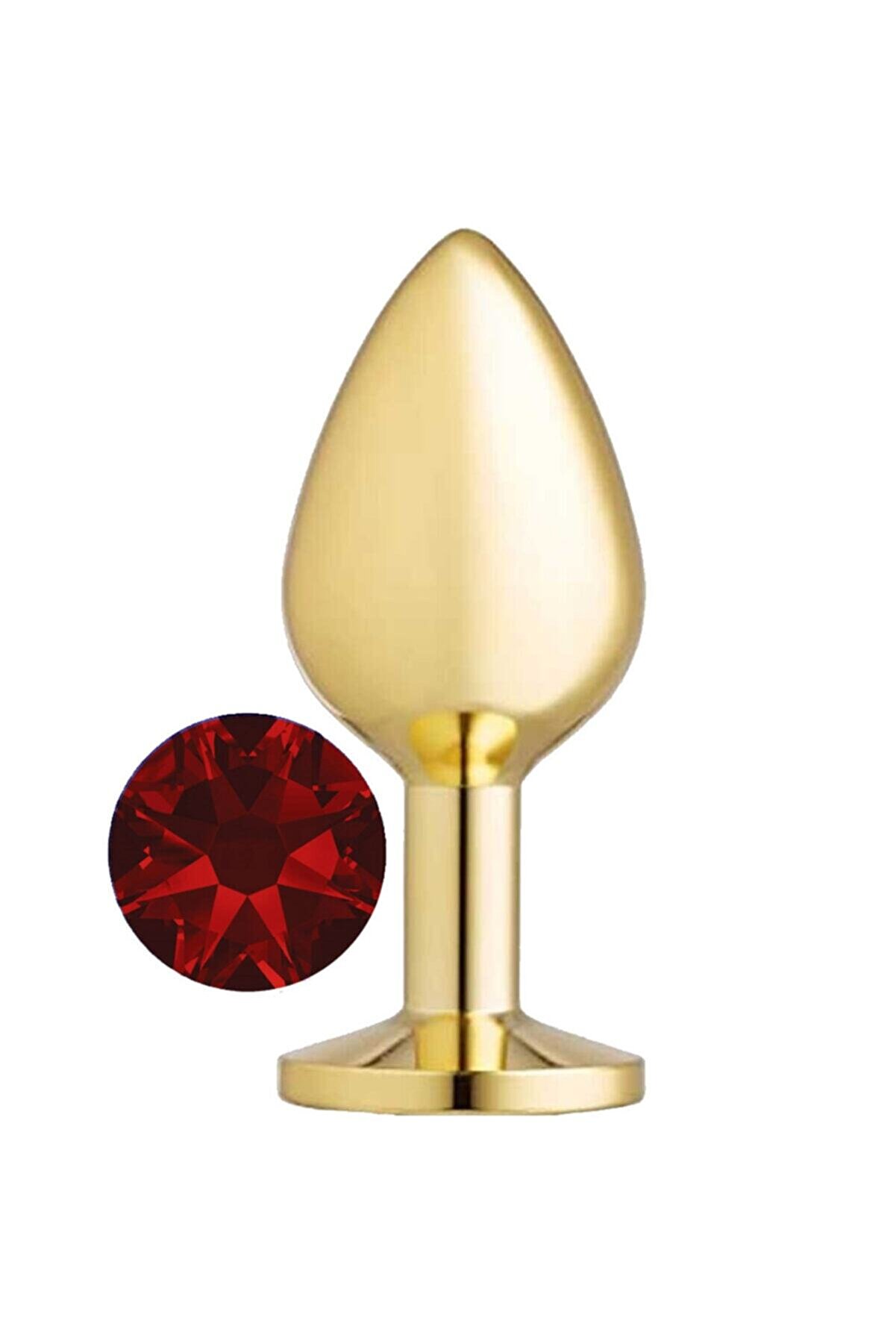 Erox Gold Small Kırmızı Kri̇stal Taşlı Metal Anal Plug