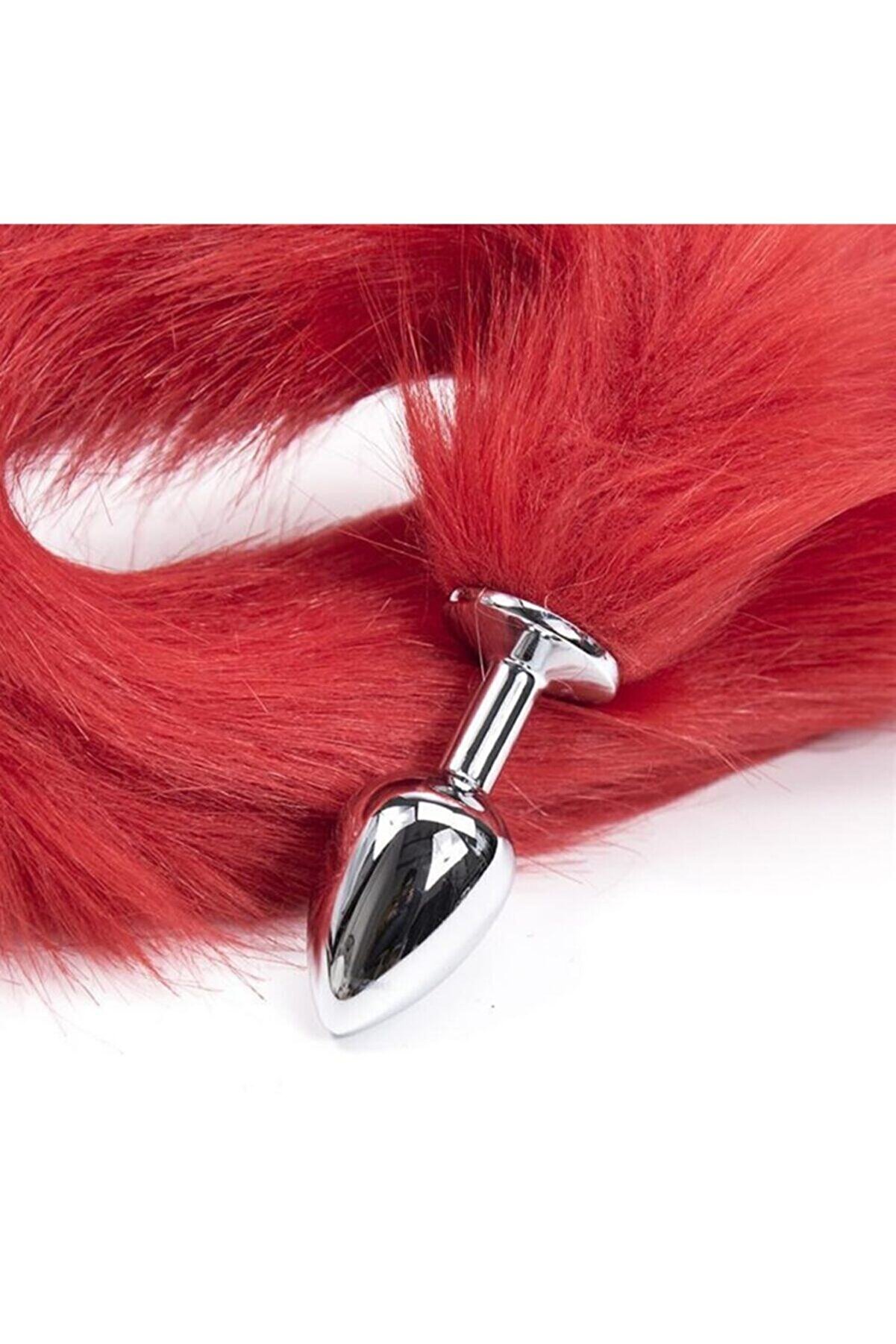Erox Love Kırmızı Ti̇lki̇ Kuyruklu Metal Anal Plug