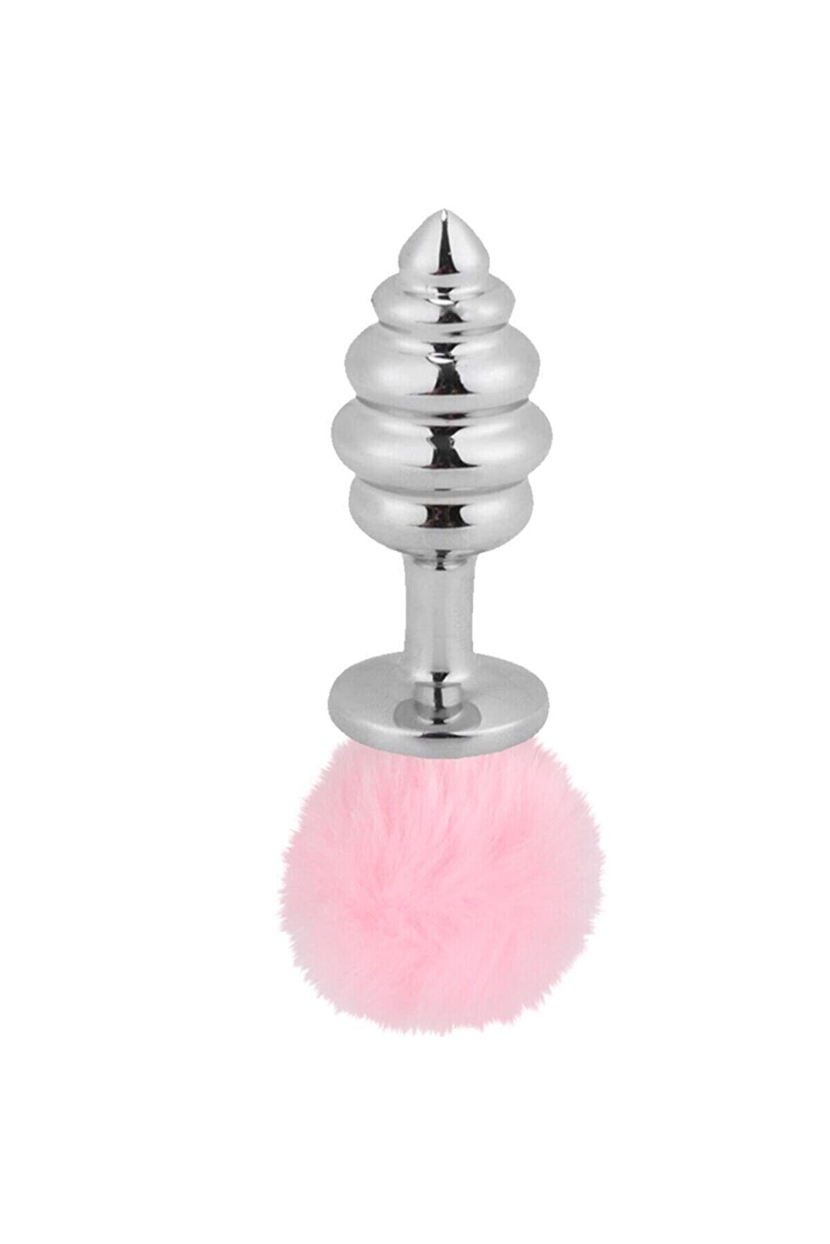 Erox Ri̇bbed Boğumlu Pembe Peluş &Ccedil;eli̇k Anal Plug