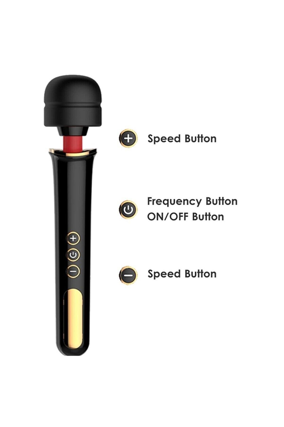 Erox Ultra G&uuml;&ccedil;l&uuml; Magi̇c Massager Masaj Aleti̇ Vi̇brat&ouml;r Black