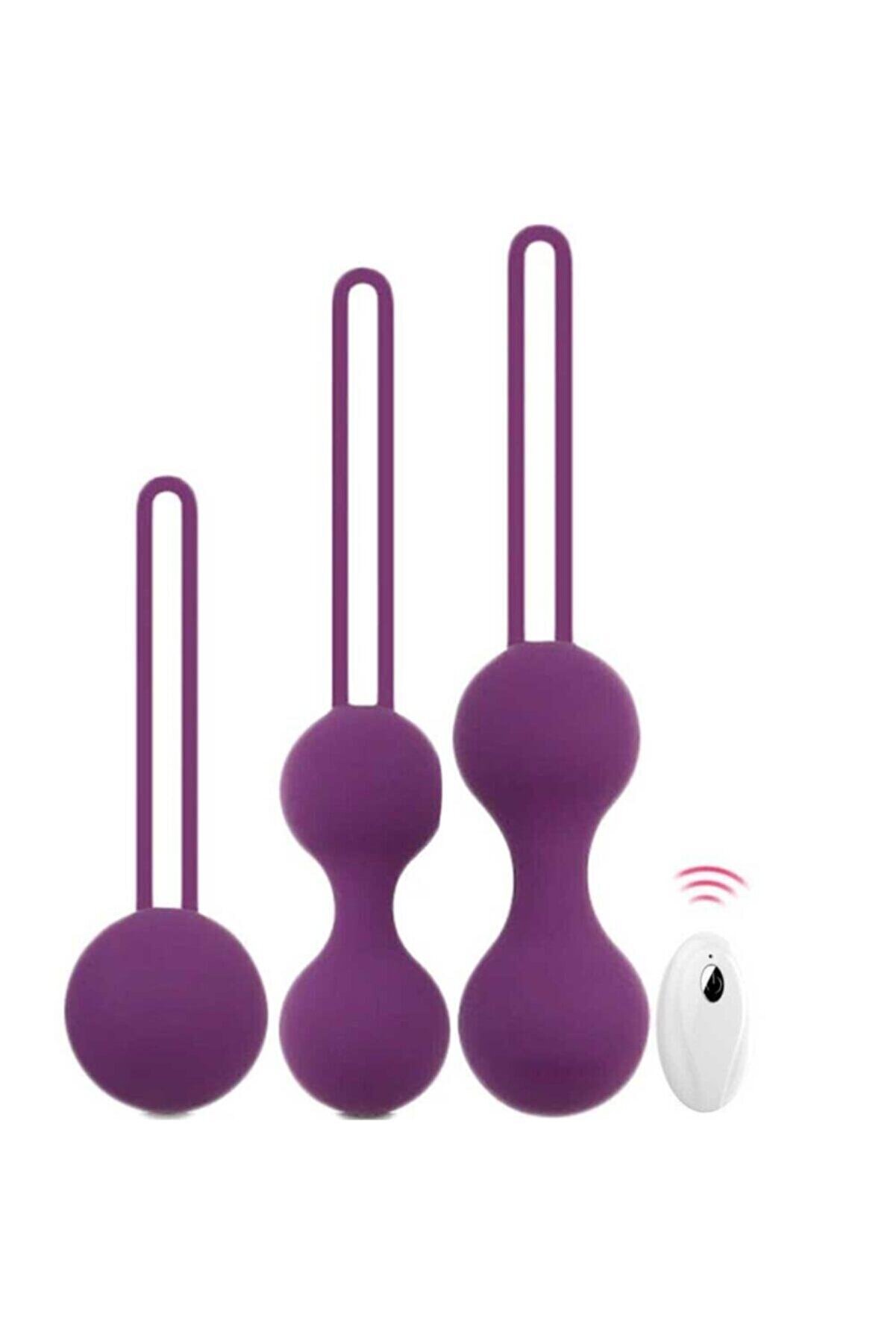 Erox Exui̇s Balls Set Uzaktan Kumanda Kegel Egzersi̇z Vi̇brat&ouml;r&uuml; Mor