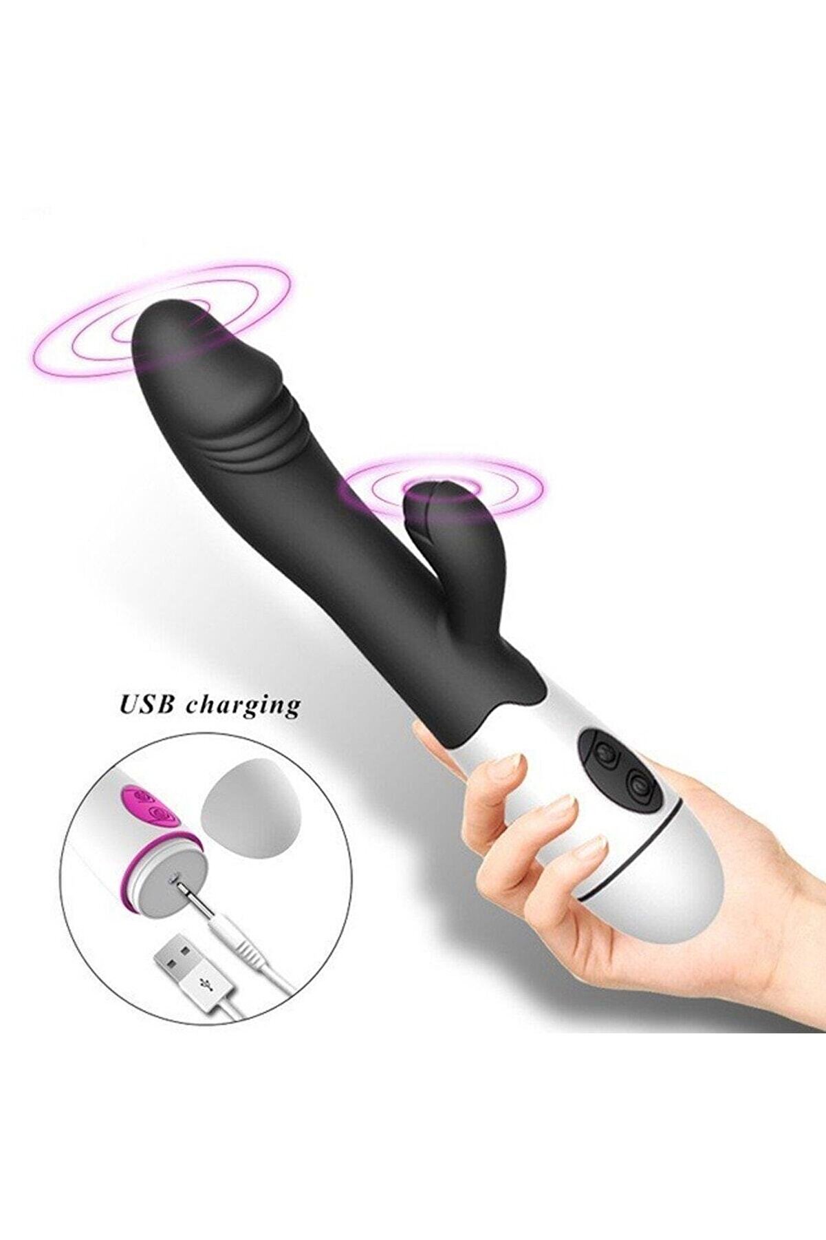 Erox 30 Modlu Şarjlı Esnek Yapıda Di̇ldo Vi̇brat&ouml;r Black