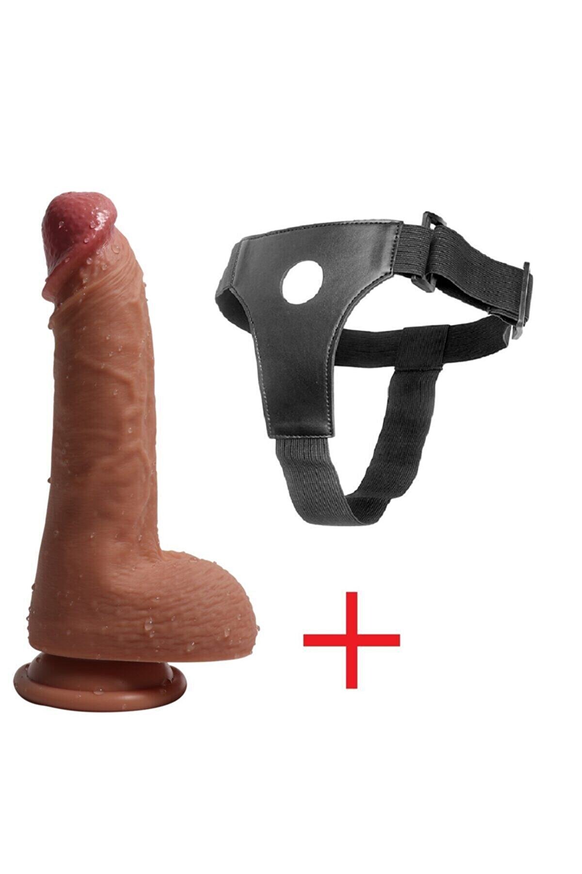 Meyrabest 22 Cm &Ouml;zel Si̇li̇kon Dokuda Reali̇sti̇k Belden Bağlamalı Kemerli̇ Peni̇s