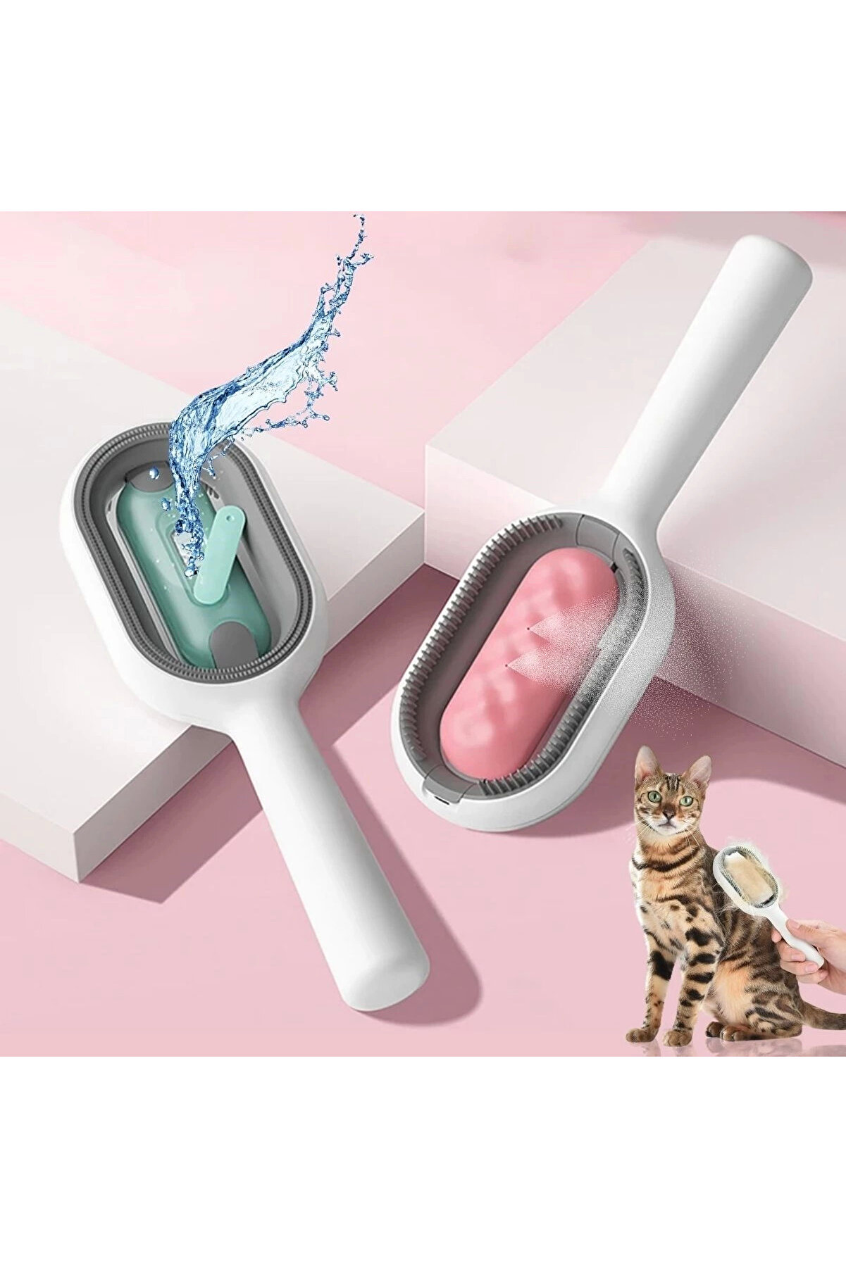 Su Hazneli̇ Kedi̇ Ve Köpek Tüyü Toplamama Fırçası Su Hazneli̇ Pet Tarağı