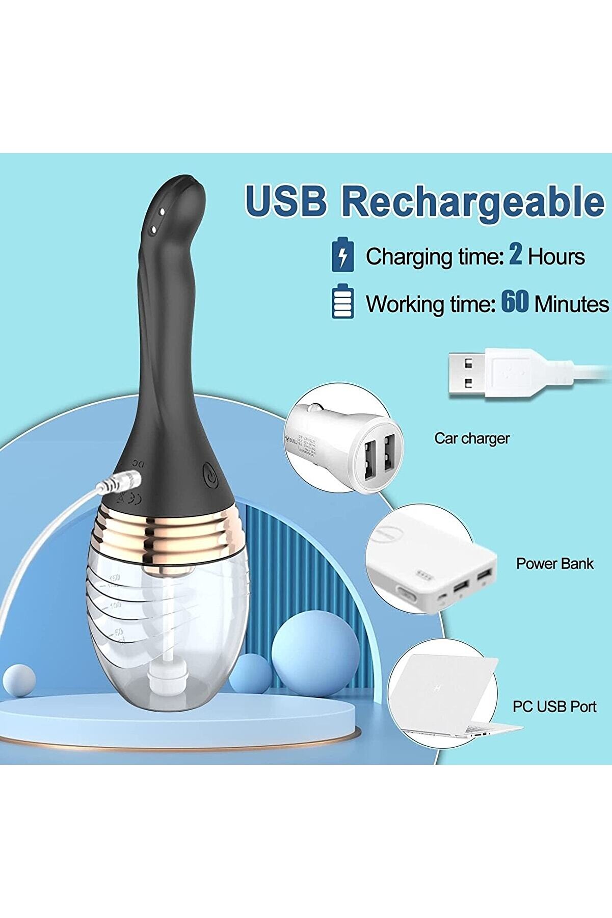 Meyrabest Otomati̇k Enema Bulb Otomati̇k Şarjlı Anal Temi̇zleme Pompası