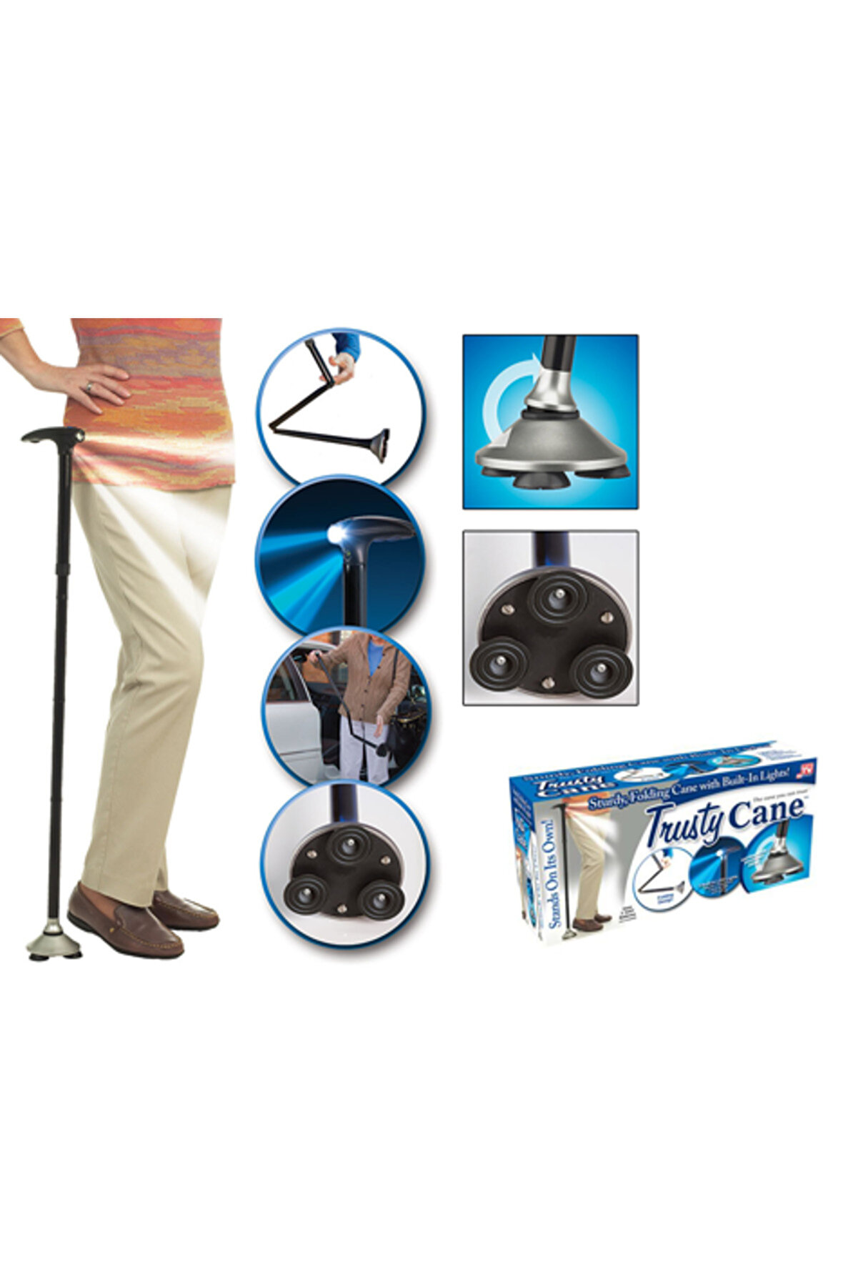 Toptan Bulurum Trusty Cane Güvenilir Katlanabilir Işıklı Baston