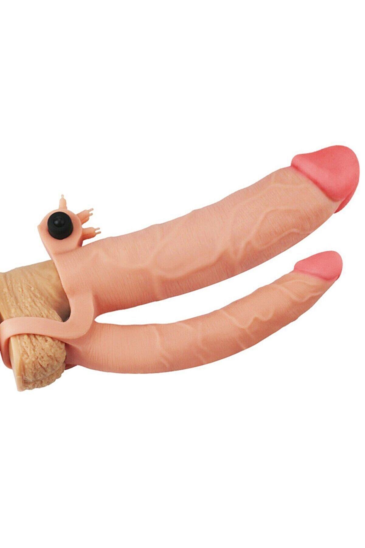 Erox 7.6 Cm Dolgulu &Ccedil;i̇ft Taraflı Ti̇treşi̇mli̇ Peni̇s Kılıfı