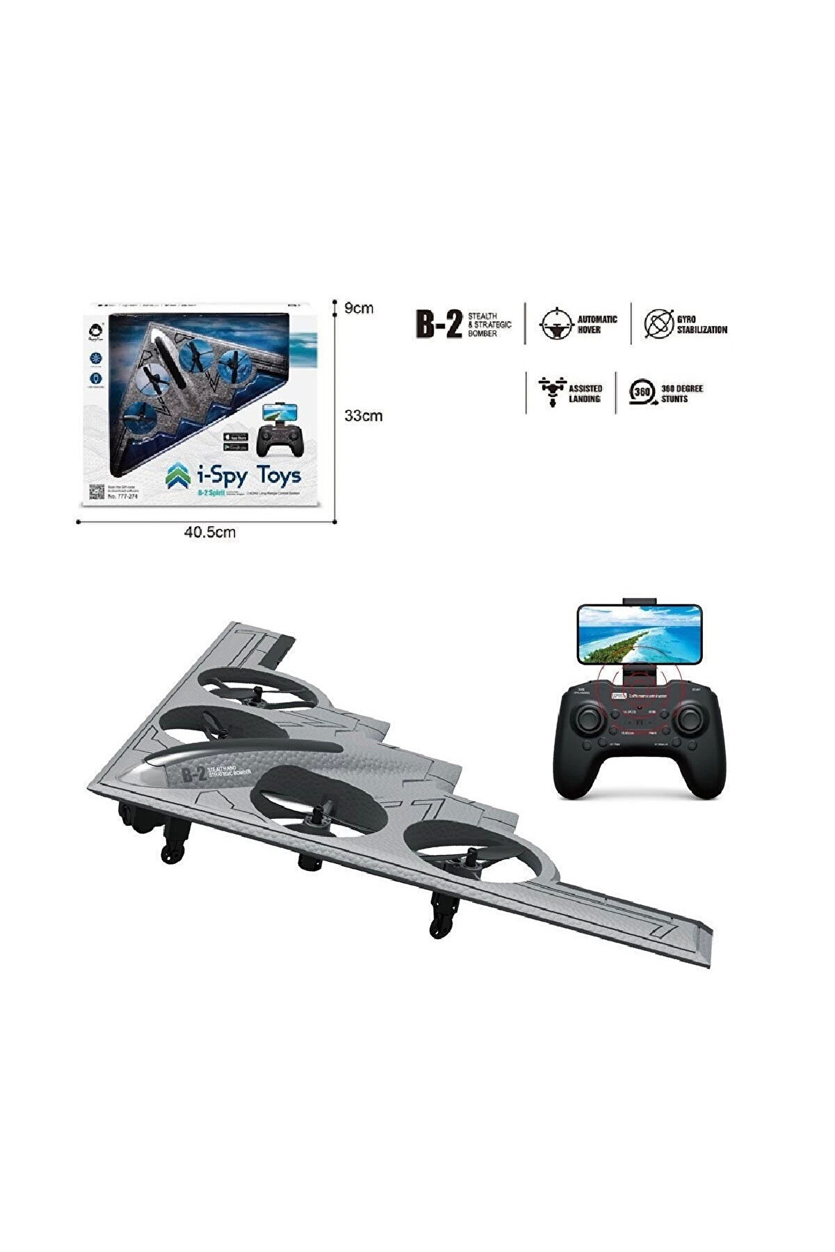 gizmurstore Gl-777-275 Uzaktan Kumandalı Full Fonksiyon 2.4G Şarjlı Kameralı Quadcopter İha