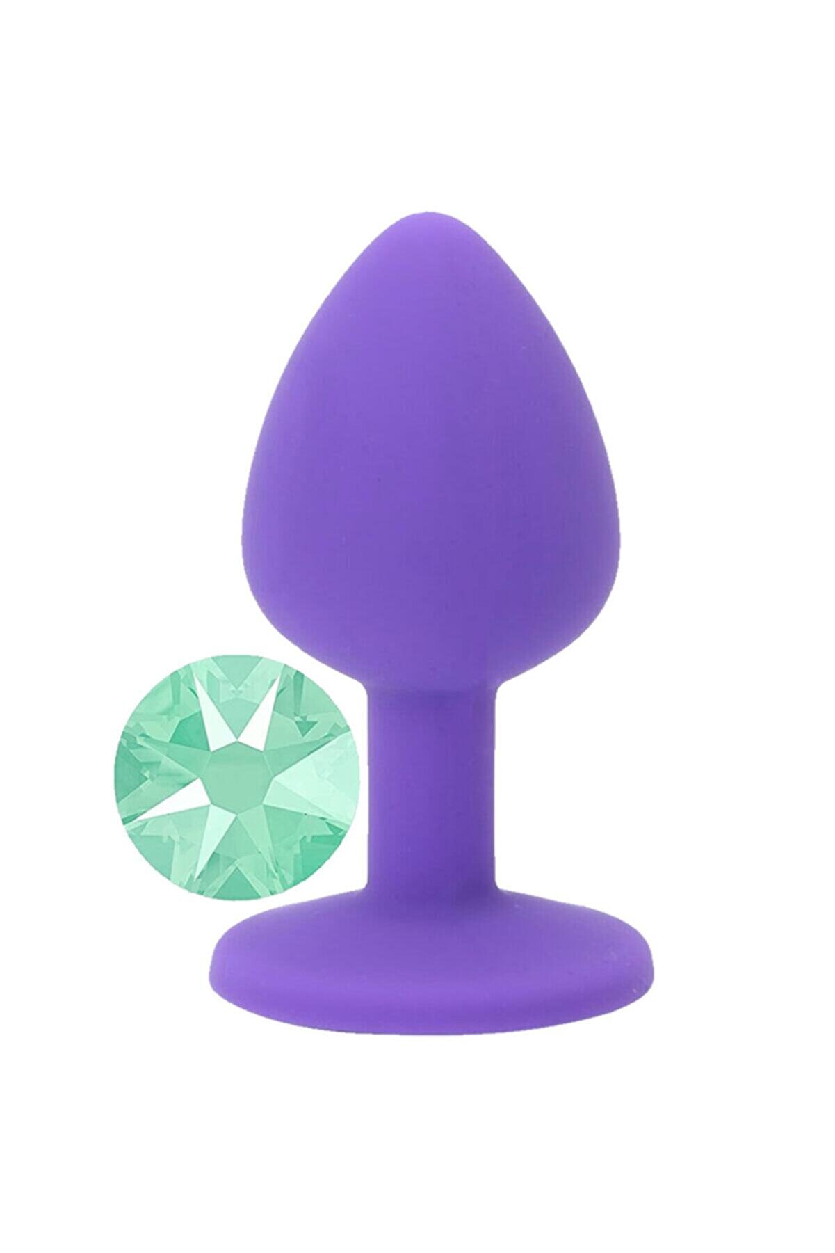 Meyrabest Safe Body Purple Si̇li̇cone Medi̇um Yeşi̇l Taşlı Si̇li̇kon Anal Plug