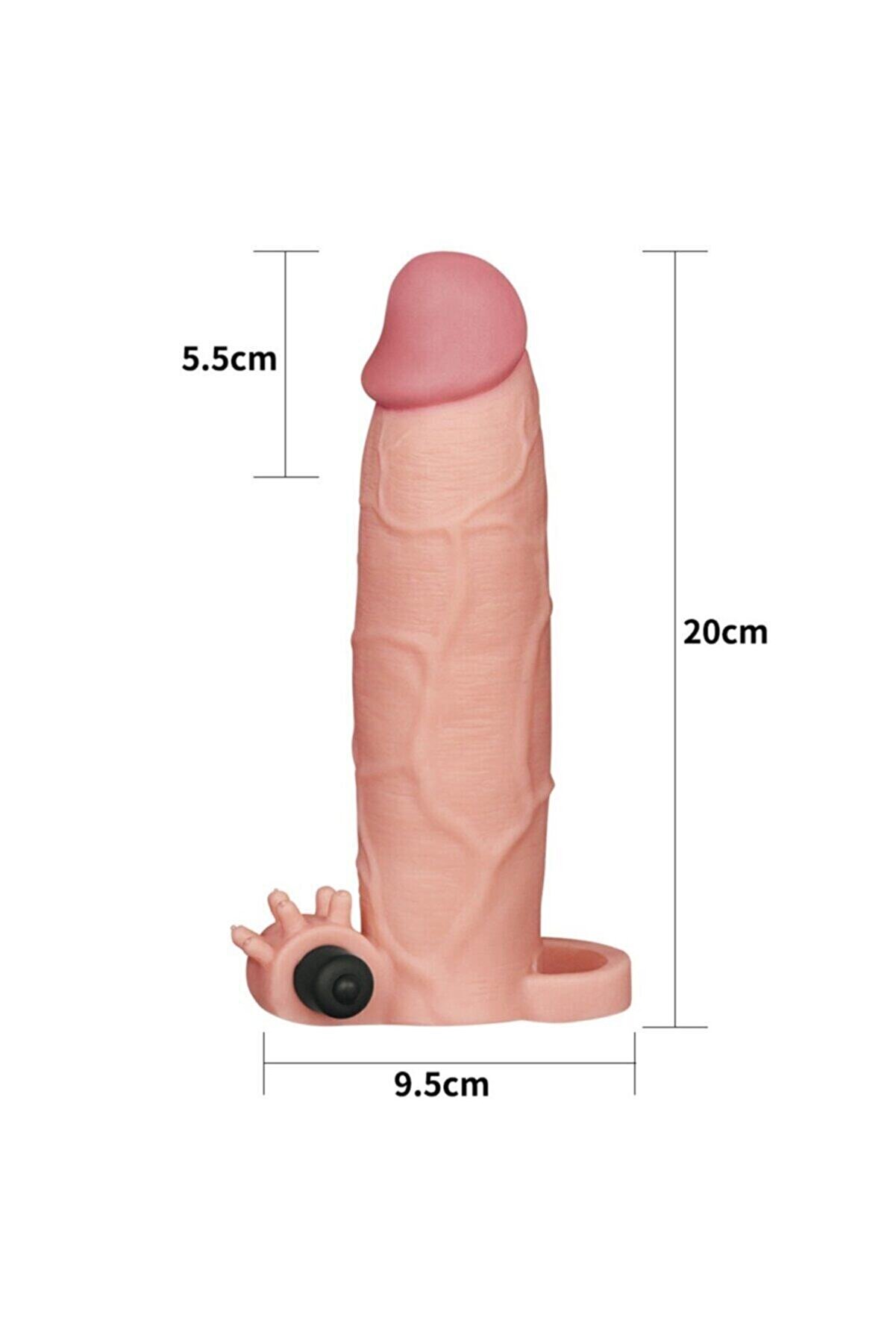 Erox Esnek Ve B&uuml;k&uuml;lebi̇li̇r Yumuşak Dokulu 7 Cm Uzatmalı Testi̇s Bağlamalı Ti̇treşi̇mli̇ Peni̇s Kılıfı