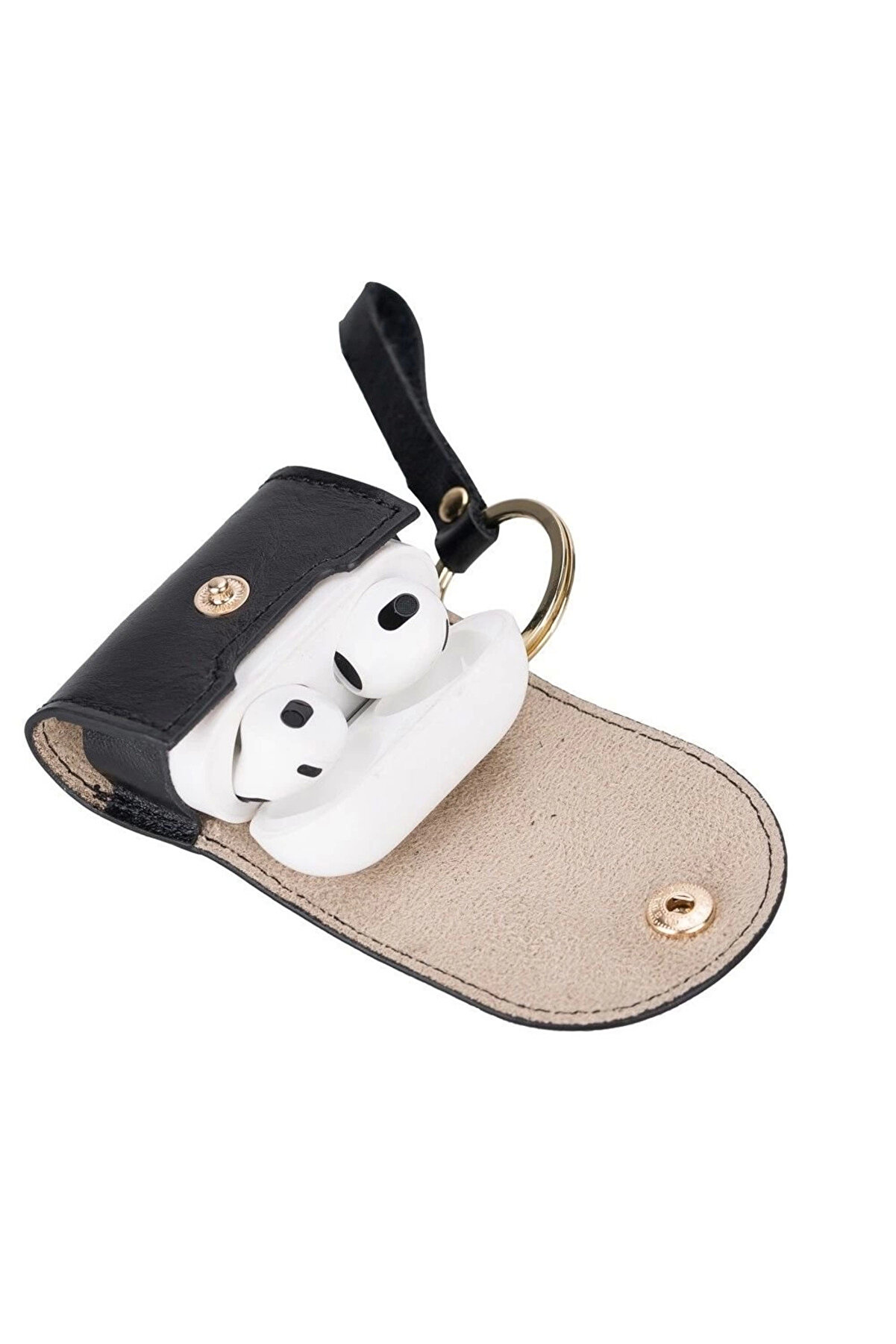 Apple Ai̇rpods 3.Nesi̇l Uyumlu Deri̇ Kılıf Mai̇ Snap Rst1 Si̇yah