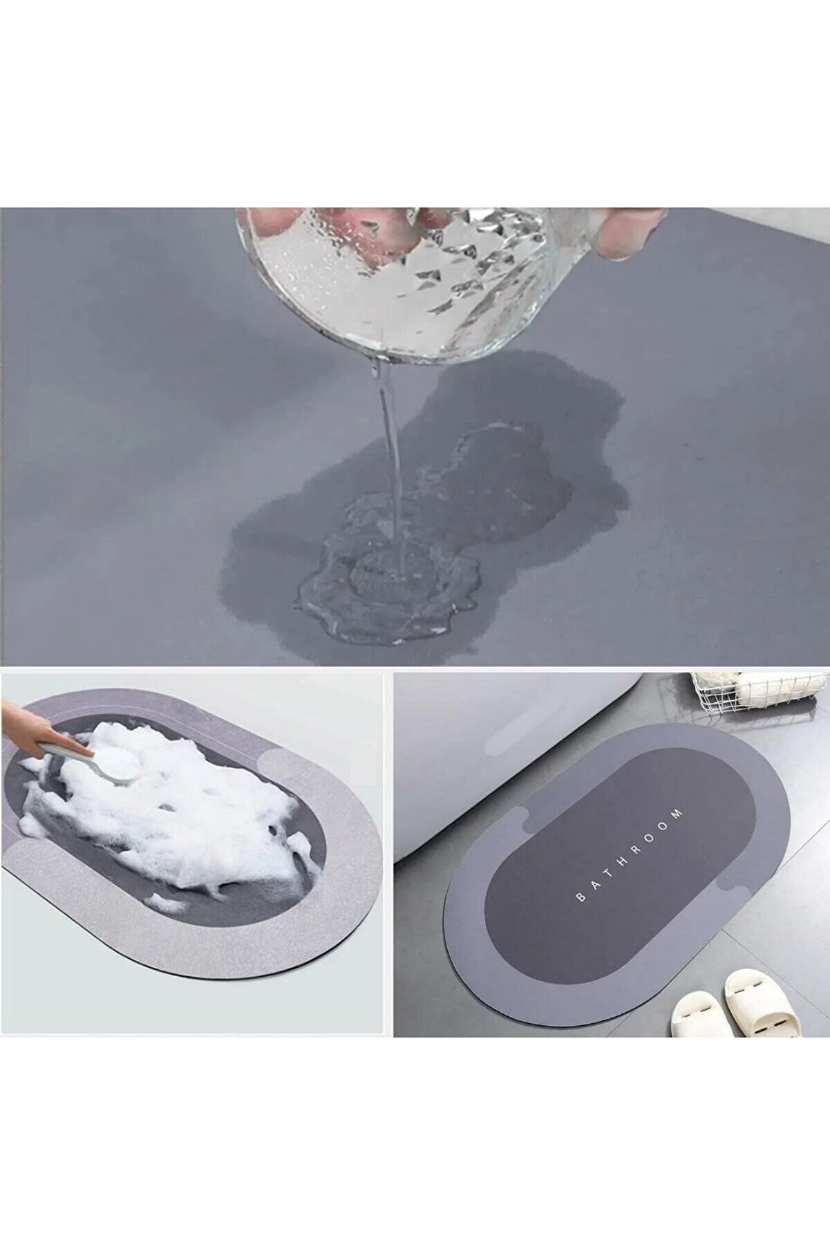 Go İthalat Si̇hi̇rli̇ S&uuml;per Su Emi̇ci̇ Kaymaz Tabanlı Oval Paspas 40*60 Cm (4457)