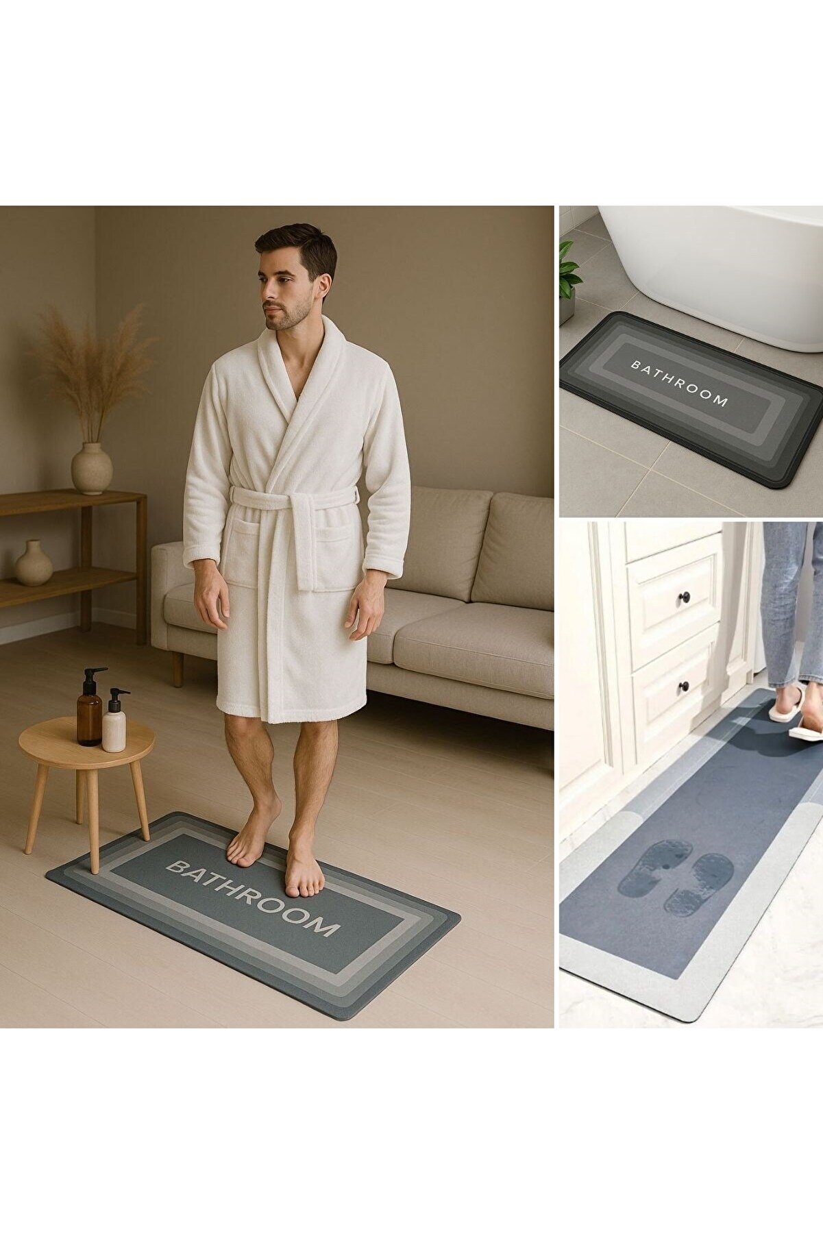 Go İthalat Si̇hi̇rli̇ S&uuml;per Su Emi̇ci̇ Kaymaz Tabanlı Uzun Paspas 40*120 Cm (4457)