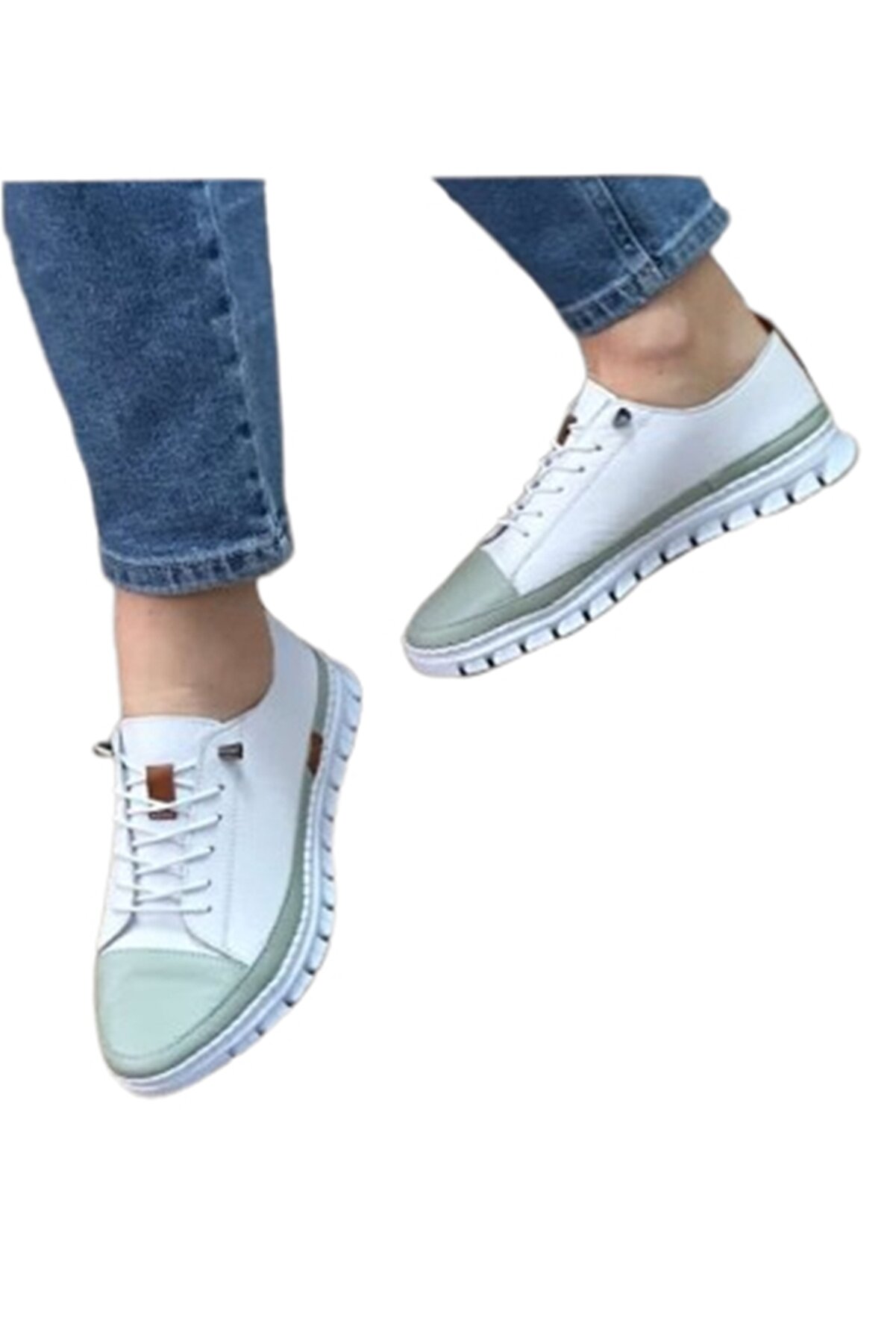 OrtopedikAL 2010 Womenly Style Beyaz Gri Kadın Günlük Ayakkabı % 100 Hakiki Deri