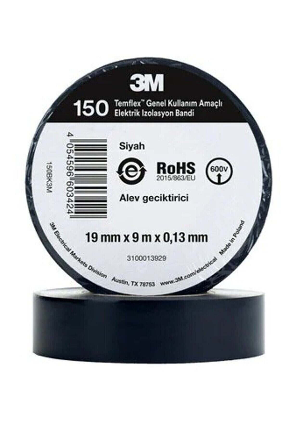 3M Siyah İzole Elektrik Bantı (0,13mmx19mmx9,14Metre) Elektrik Bandı SİYAH 3m