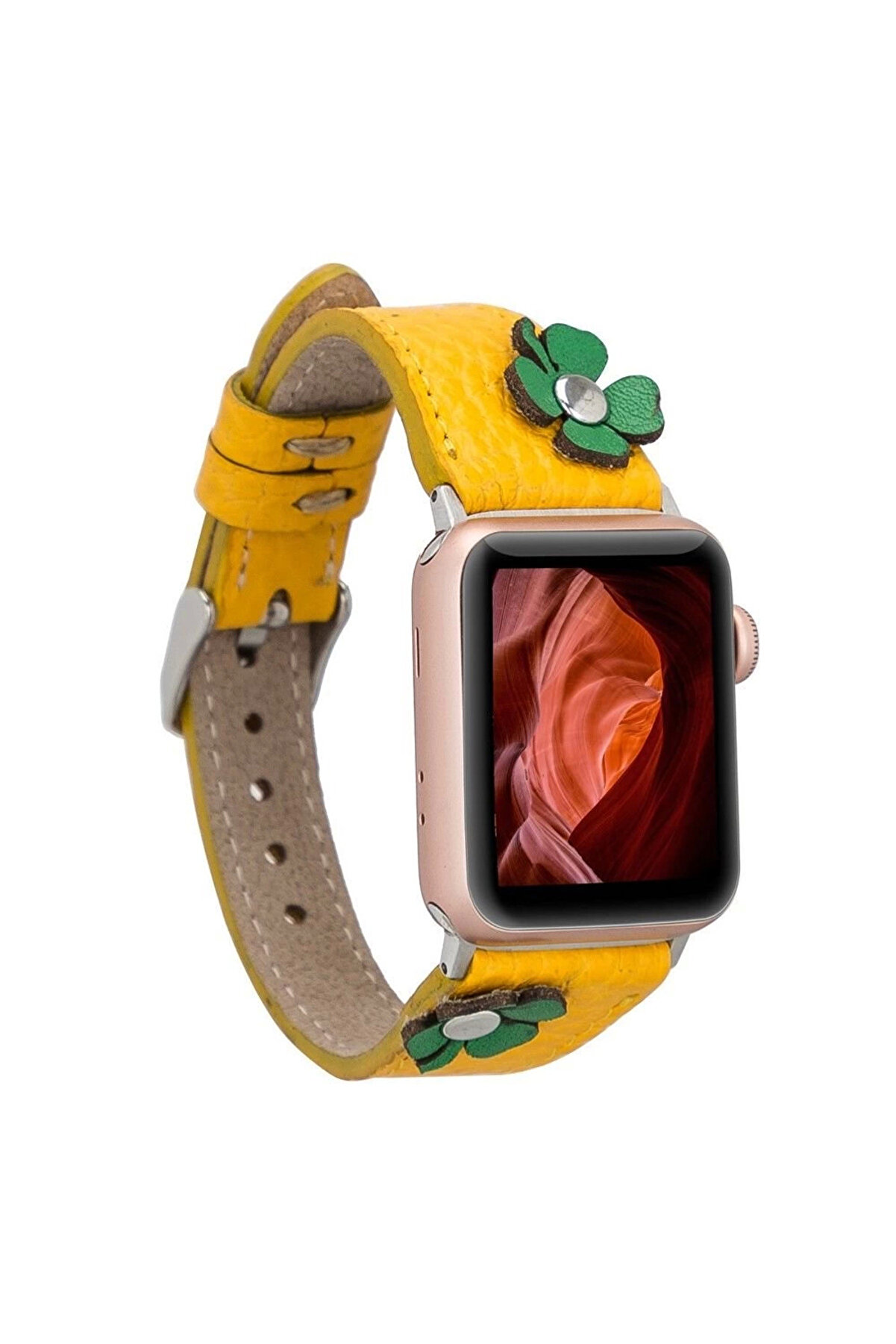 gizmurstore Apple Watch Uyumlu Deri Kordon Clover 42-44-45mm TR FL12