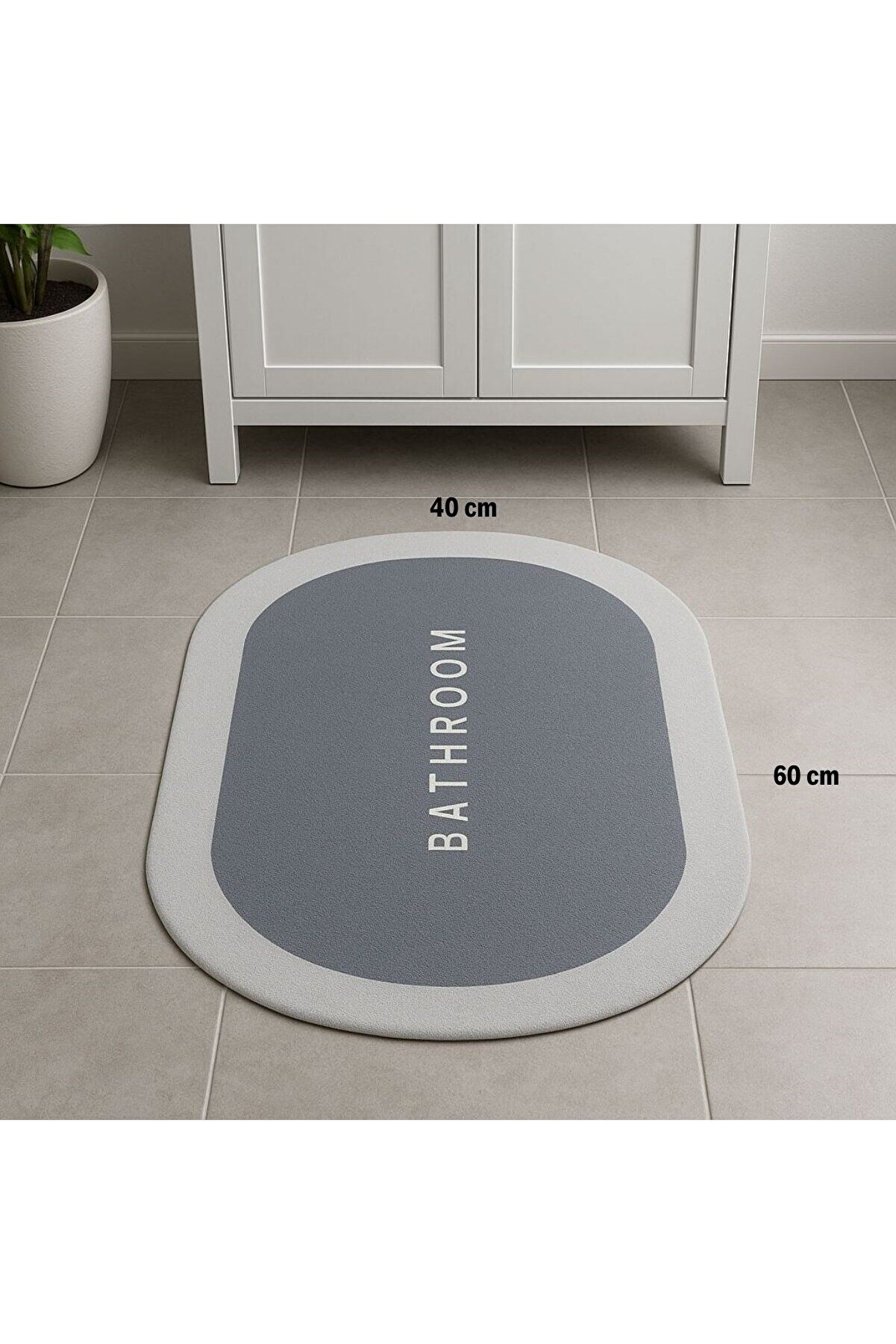 Go İthalat Si̇hi̇rli̇ S&uuml;per Su Emi̇ci̇ Kaymaz Tabanlı Oval Paspas 40*60 Cm (4457)