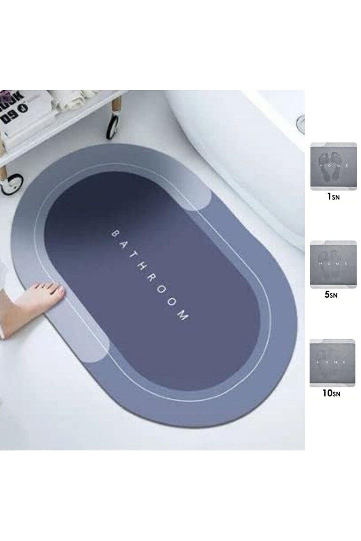 Go İthalat Si̇hi̇rli̇ S&uuml;per Su Emi̇ci̇ Kaymaz Tabanlı Oval Paspas 40*60 Cm (4457)