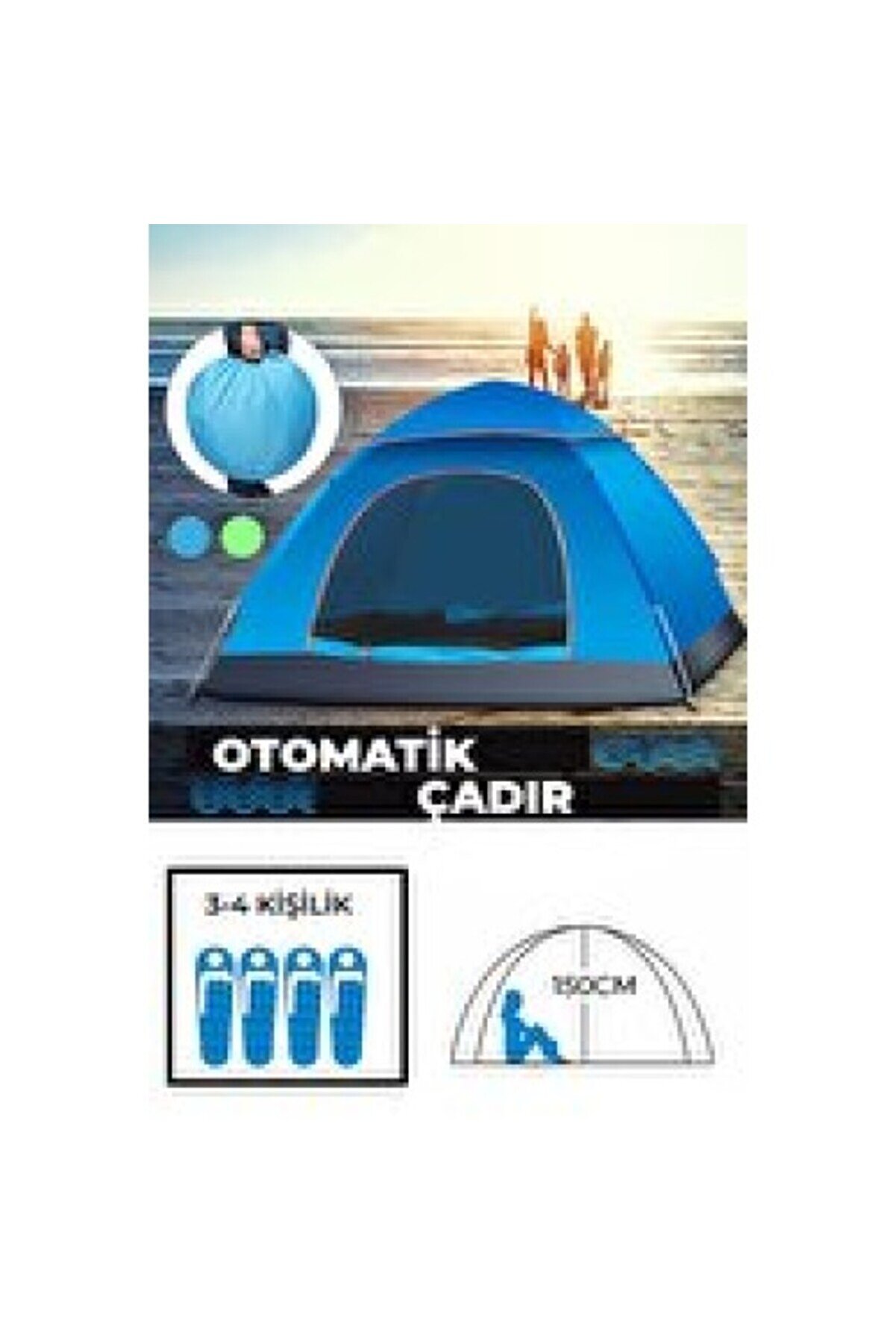 evimdeyokyok Otomatik Havada Açılan Su Geçirmez Çadır 4 Kişilik