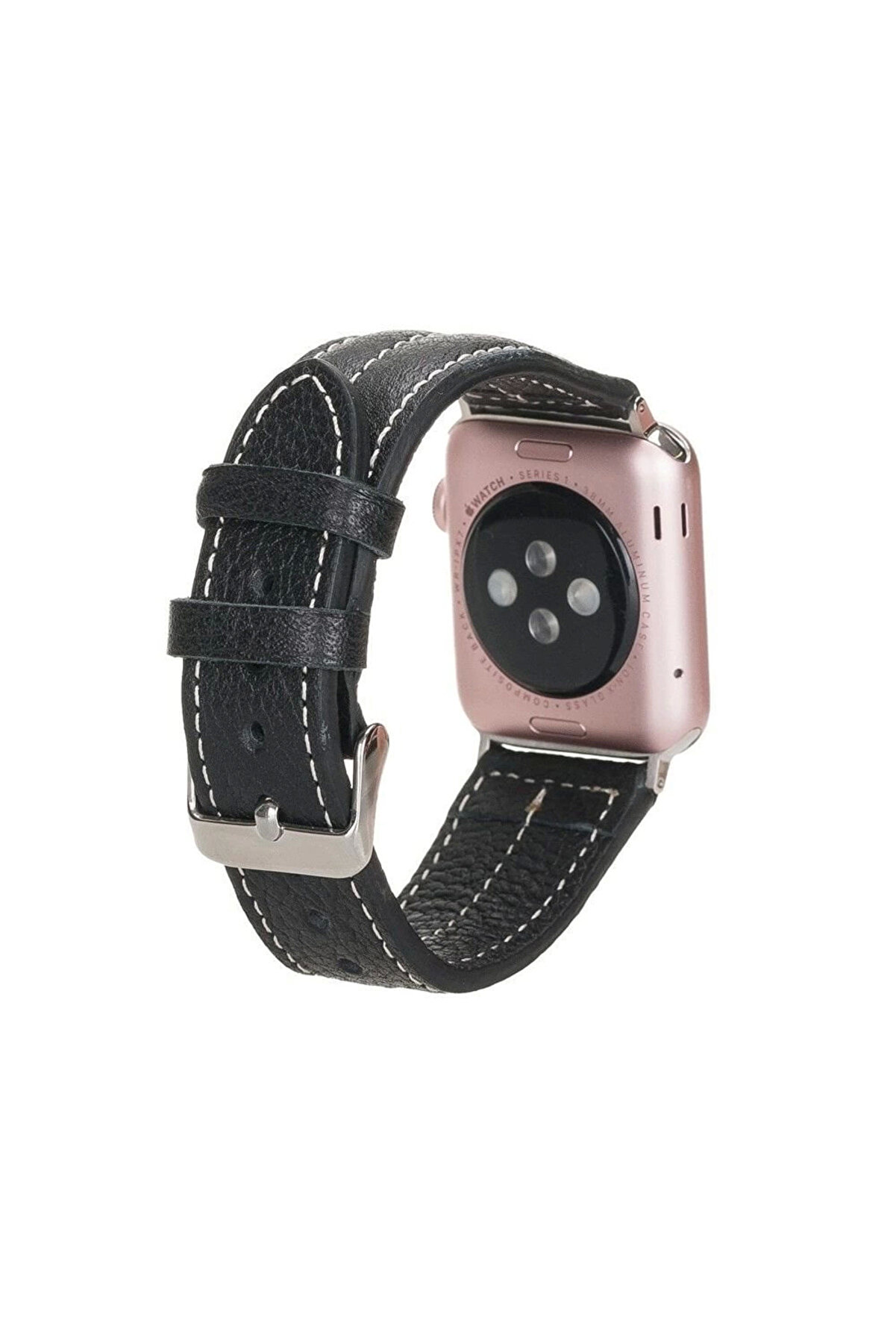 Apple Watch Uyumlu Deri̇ Kordon 42-44-45Mm Nm3-As1 Si̇yah