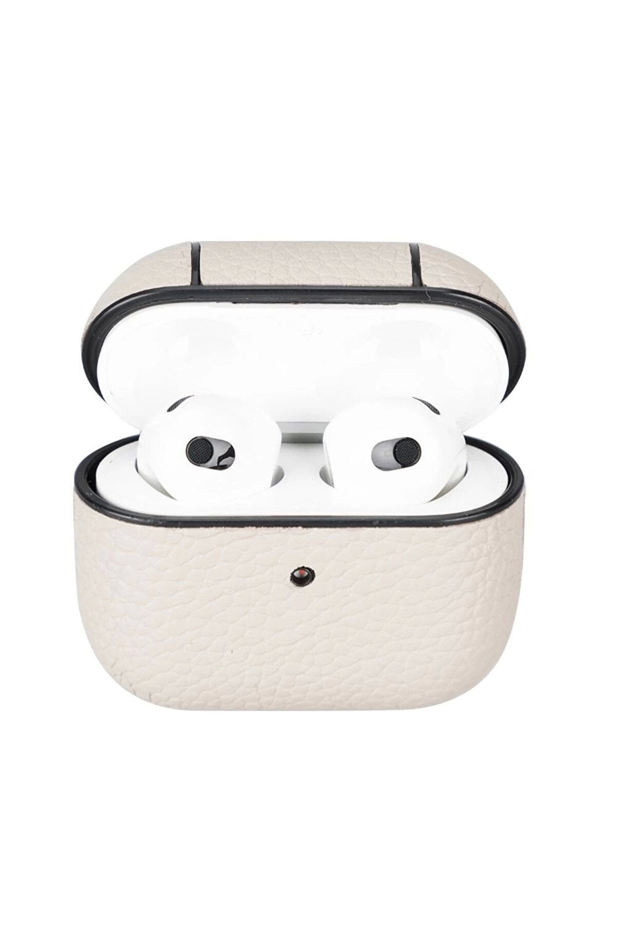 Apple Ai̇rpods 3.Nesi̇l Uyumlu Deri̇ Kılıf Juni̇ Erc3 Bej