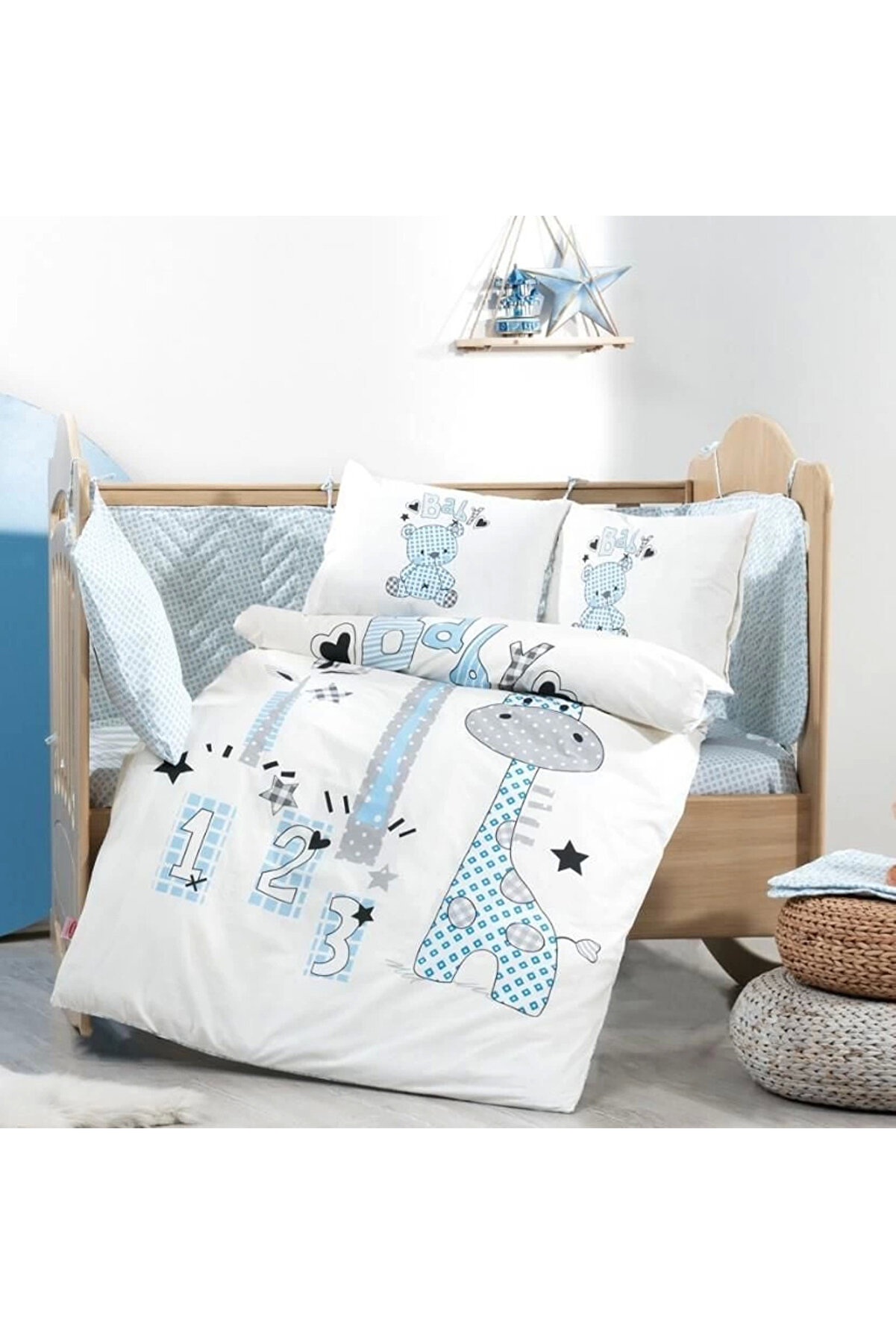gizmurstore Hobby Buddy Mavi Poplin Bebek Nevresim Takımı