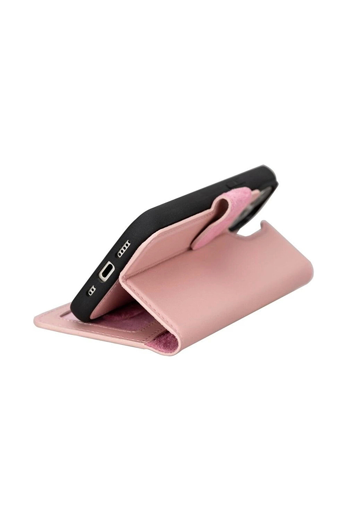 Apple İphone 15 Uyumlu Deri̇ Cüzdanlı Kılıf Mwwn Nu2 Pembe