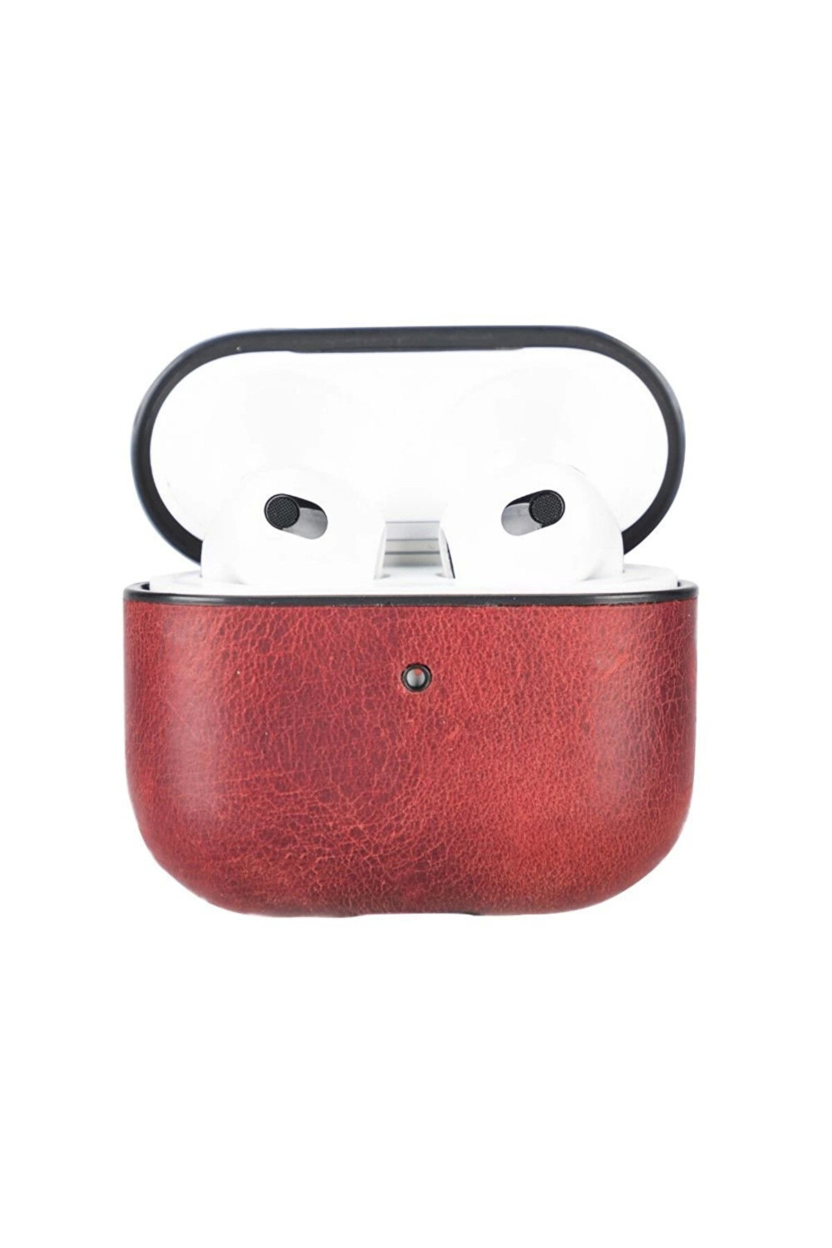 Apple Ai̇rpods 3.Nesi̇l Uyumlu Deri̇ Kılıf Juni̇ Aa4 Kırmızı