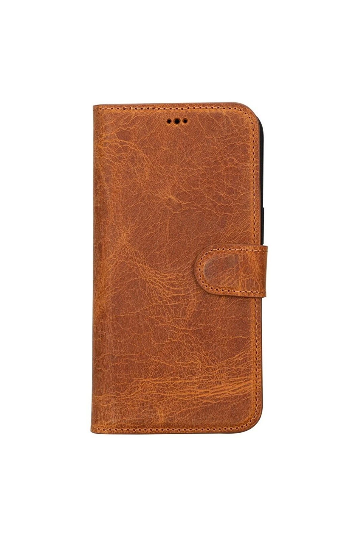 Apple İphone 15 Pro Max Uyumlu Deri̇ C&uuml;zdanlı Kılıf Mwwn G19 Taba