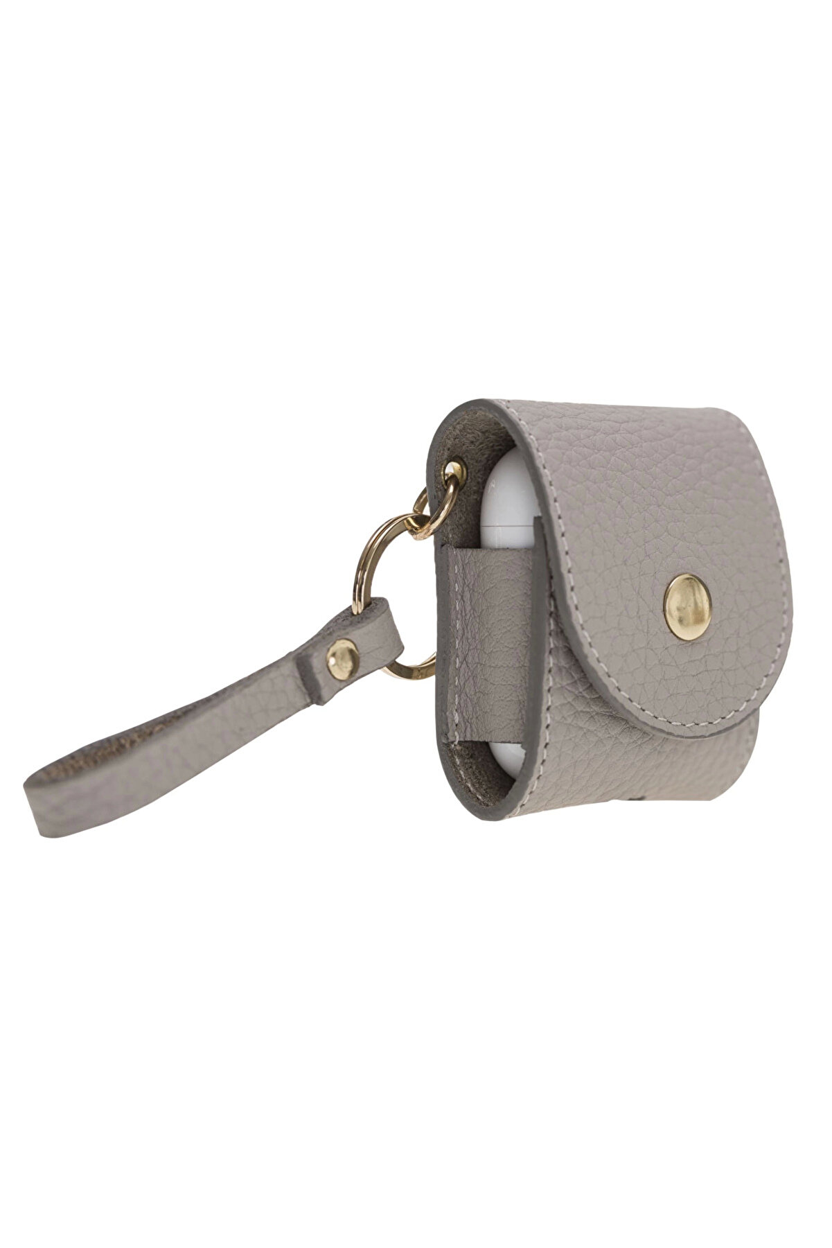 Apple Ai̇rpods 2.Nesi̇l Uyumlu Deri̇ Kılıf Mai̇ Snap Erc3 Bej