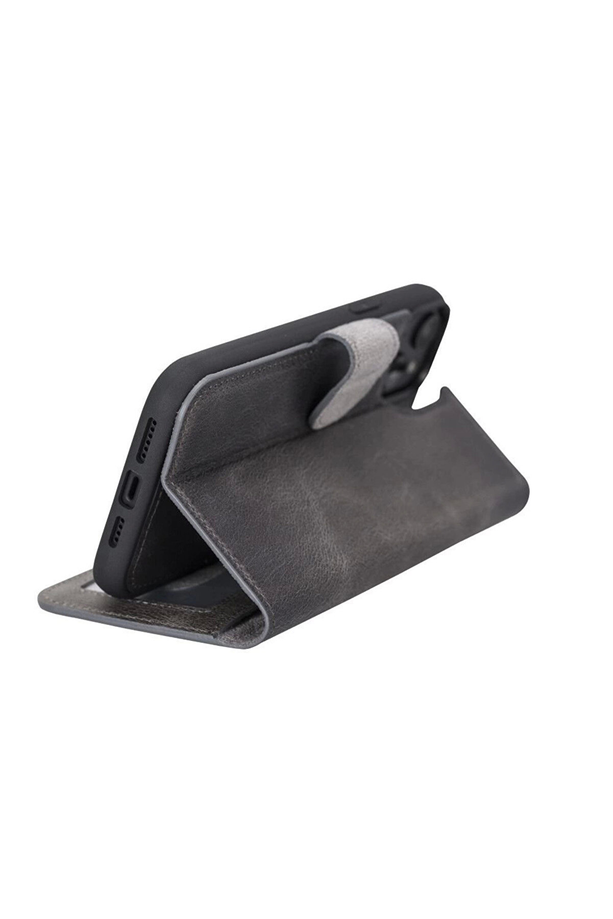 Apple İphone 14 Plus Uyumlu Deri̇ Cüzdanlı Kılıf Mwwn Vs4Ef Gri̇