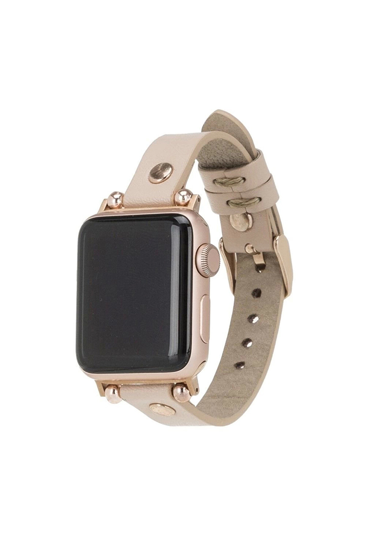 gizmurstore Apple Watch Uyumlu Deri Kordon 42-44-45mm RT ERC3 Bej